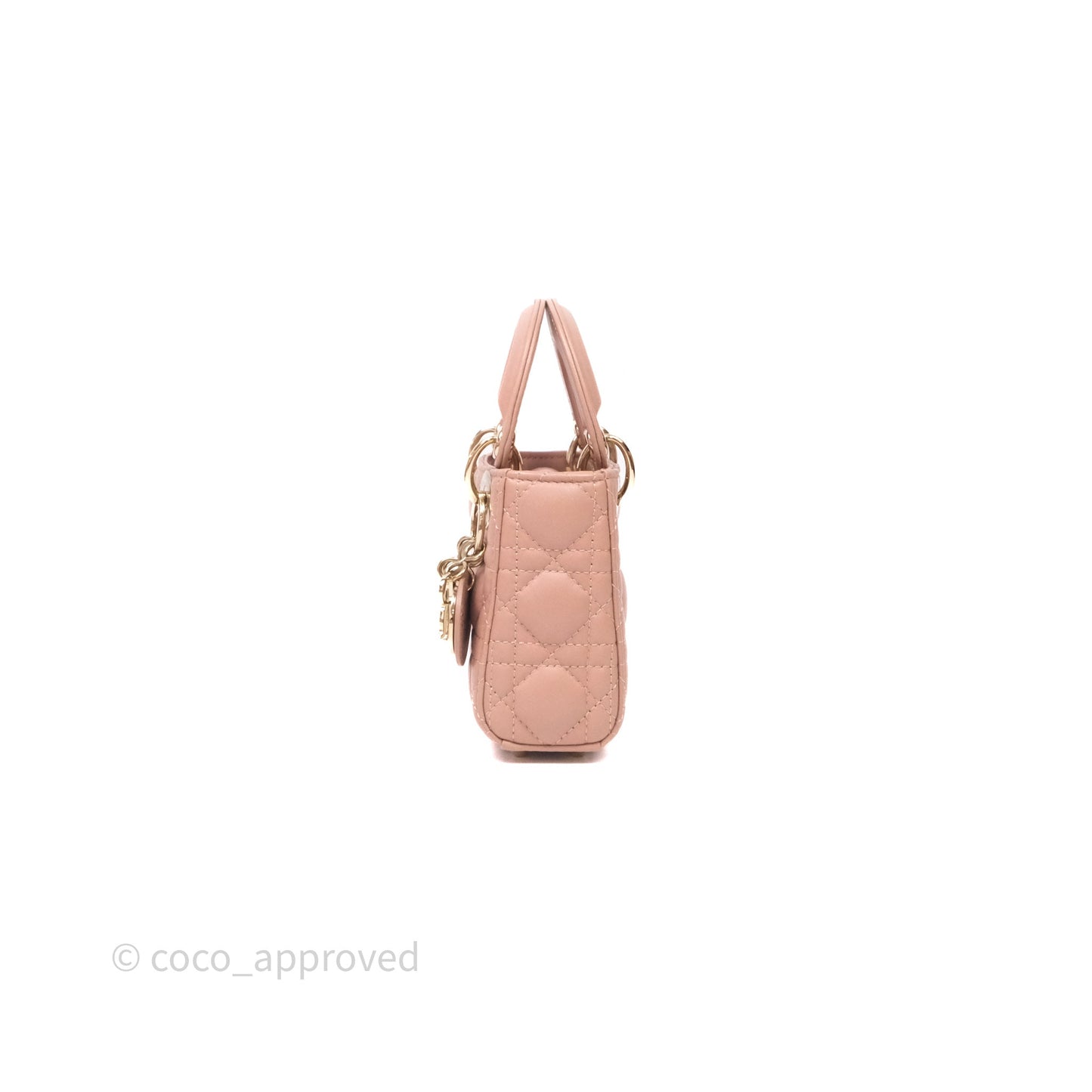 Christian Dior Micro Lady Dior Pink Beige Cannage Calfskin Gold Hardware