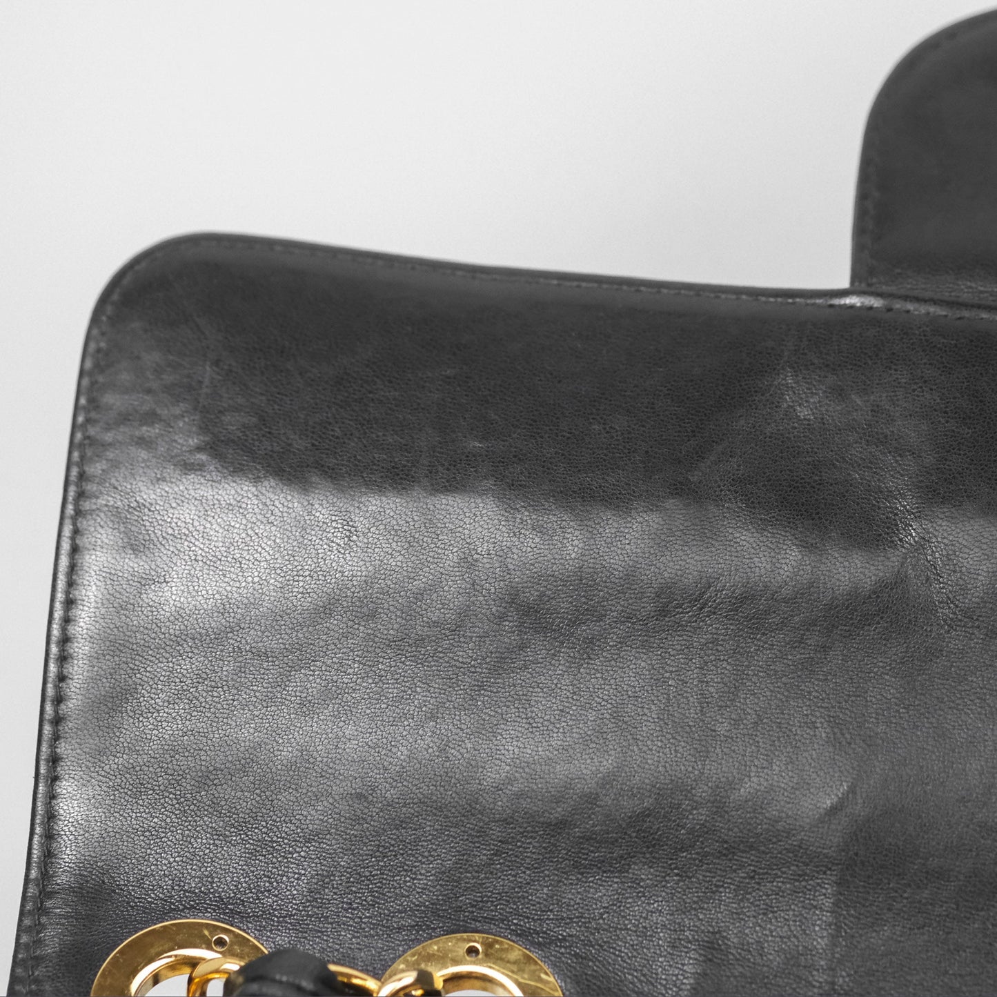 Chanel Vintage Jumbo Single Flap Black Lambskin 24K Gold Hardware