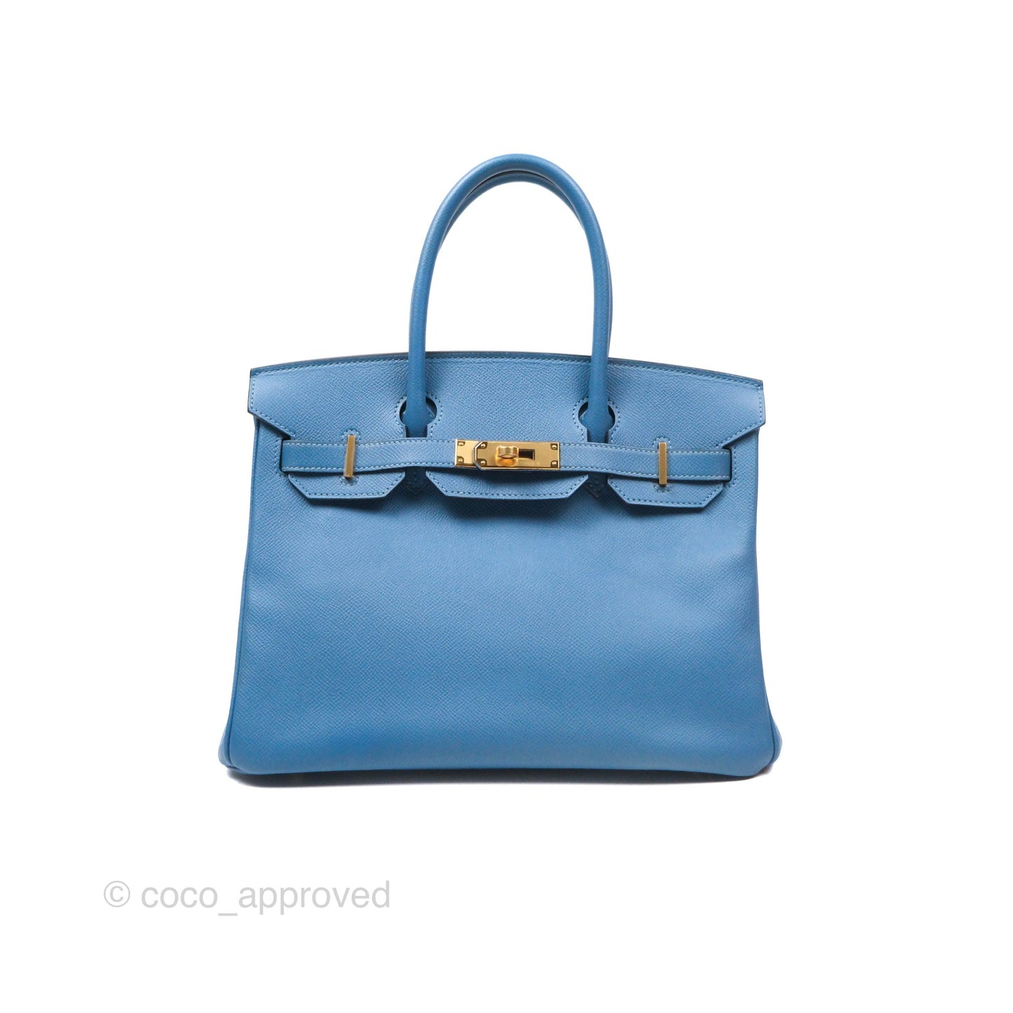 Hermès Birkin 30 Retourne Bleu Brighton 7E Epsom Gold Hardware