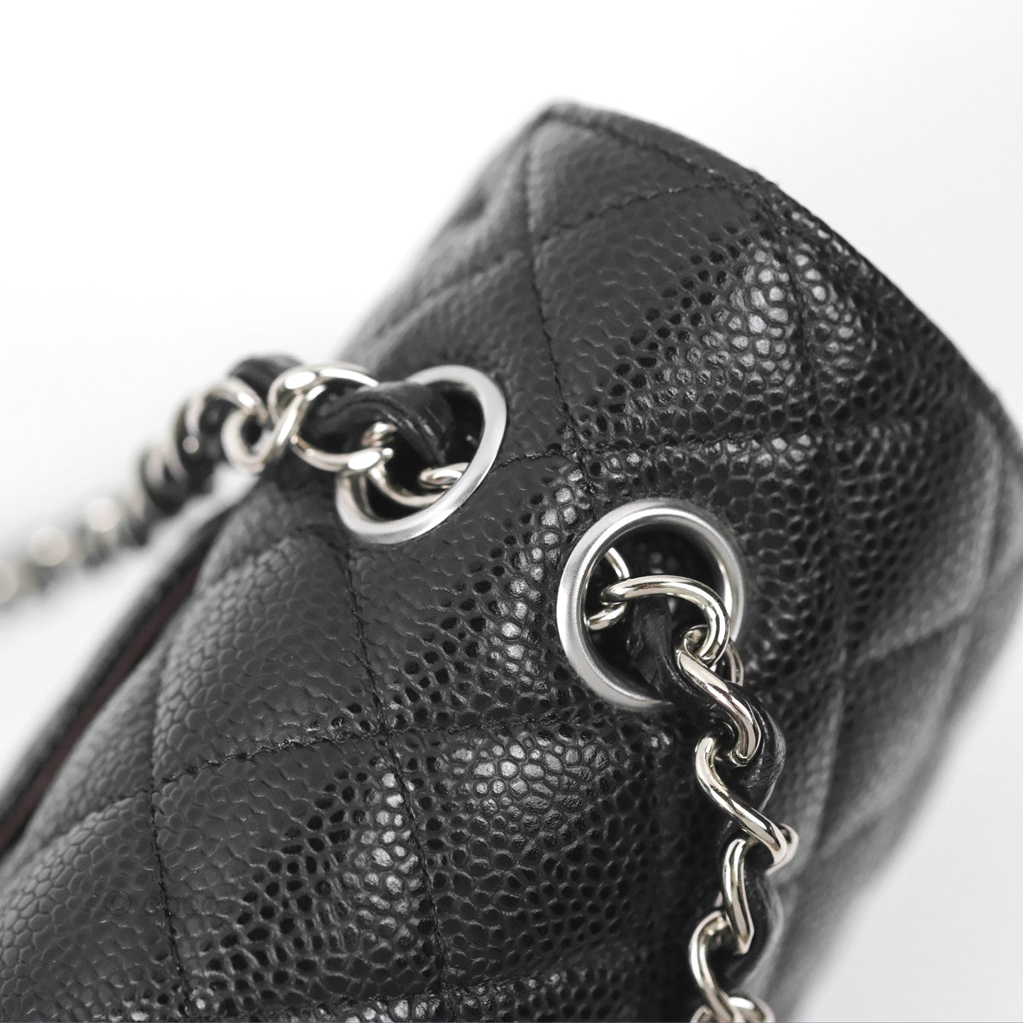 Chanel Classic M/L Medium Flap Quilted Black Caviar Silver Hardware
