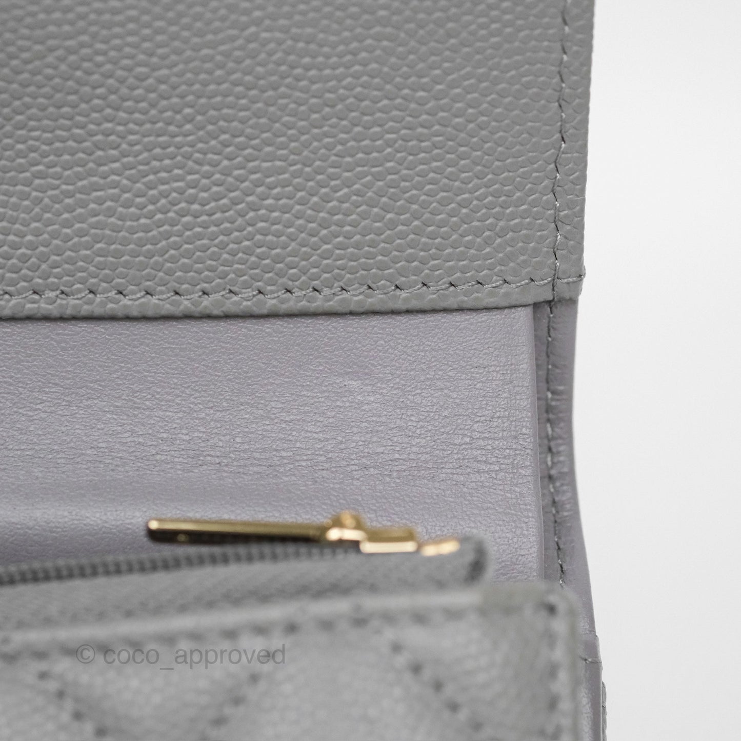Chanel Classic Short Flap Wallet Grey Caviar Gold Hardware