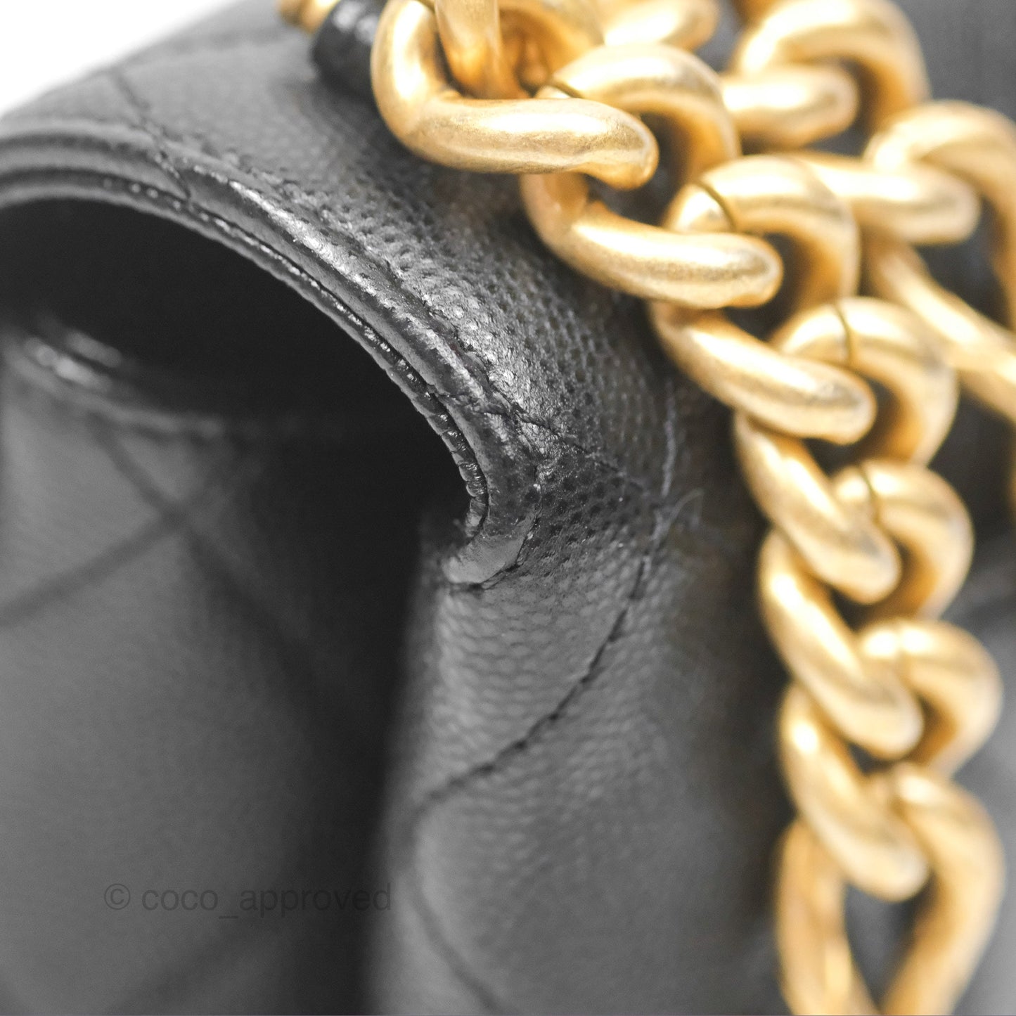 Chanel Bracelet On Chain Flap Bag Flat Quilted Black Caviar Aged Gold Hardware