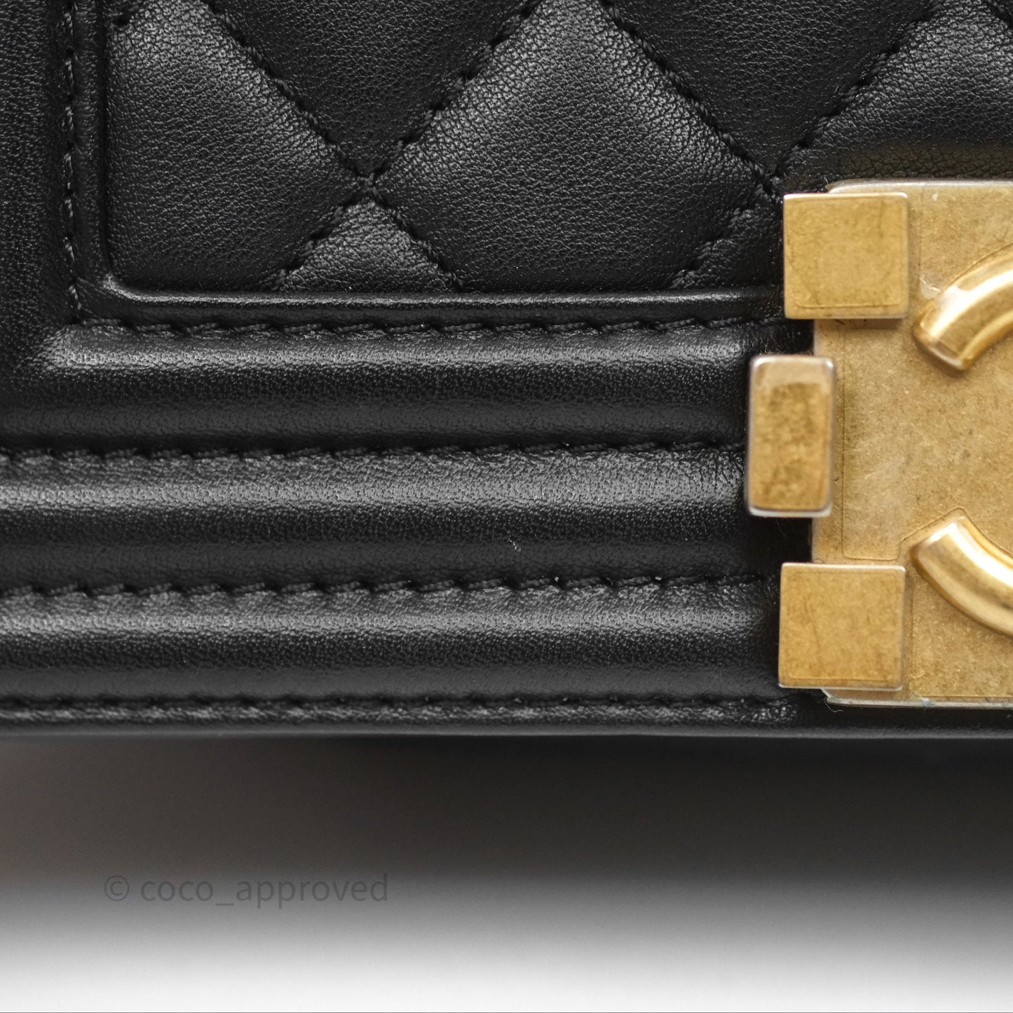 Chanel Small Boy Black Calfskin Aged Gold Hardware