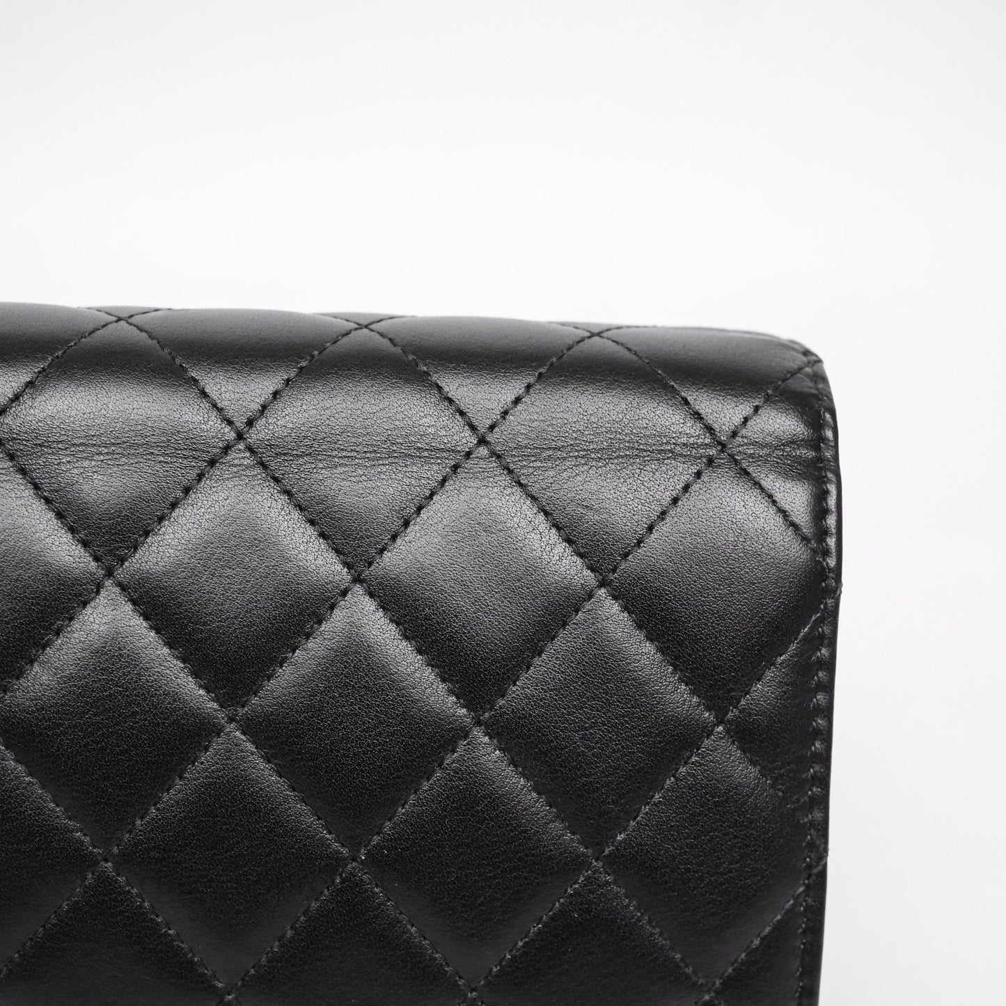 Chanel Cambon Line Wallet On Chain Black Lambskin Bag Silver Hardware
