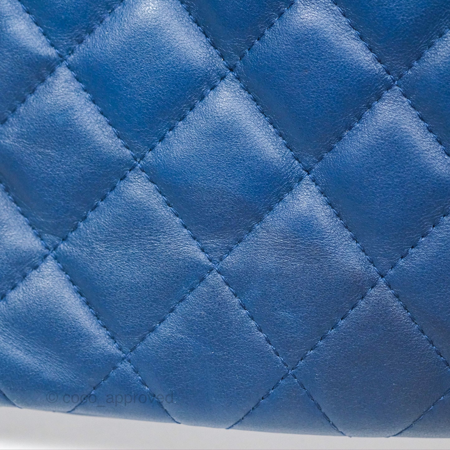 Chanel Medium Quilted O Case Blue Lambskin Gold Hardware