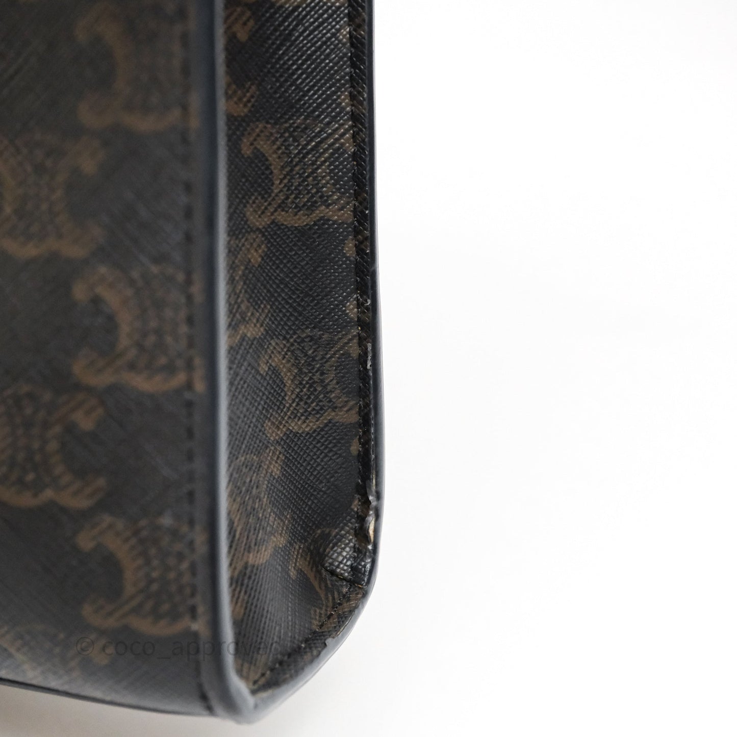 Celine Mini Vertical Cabas Bag Triomphe Canvas Tan Calfskin