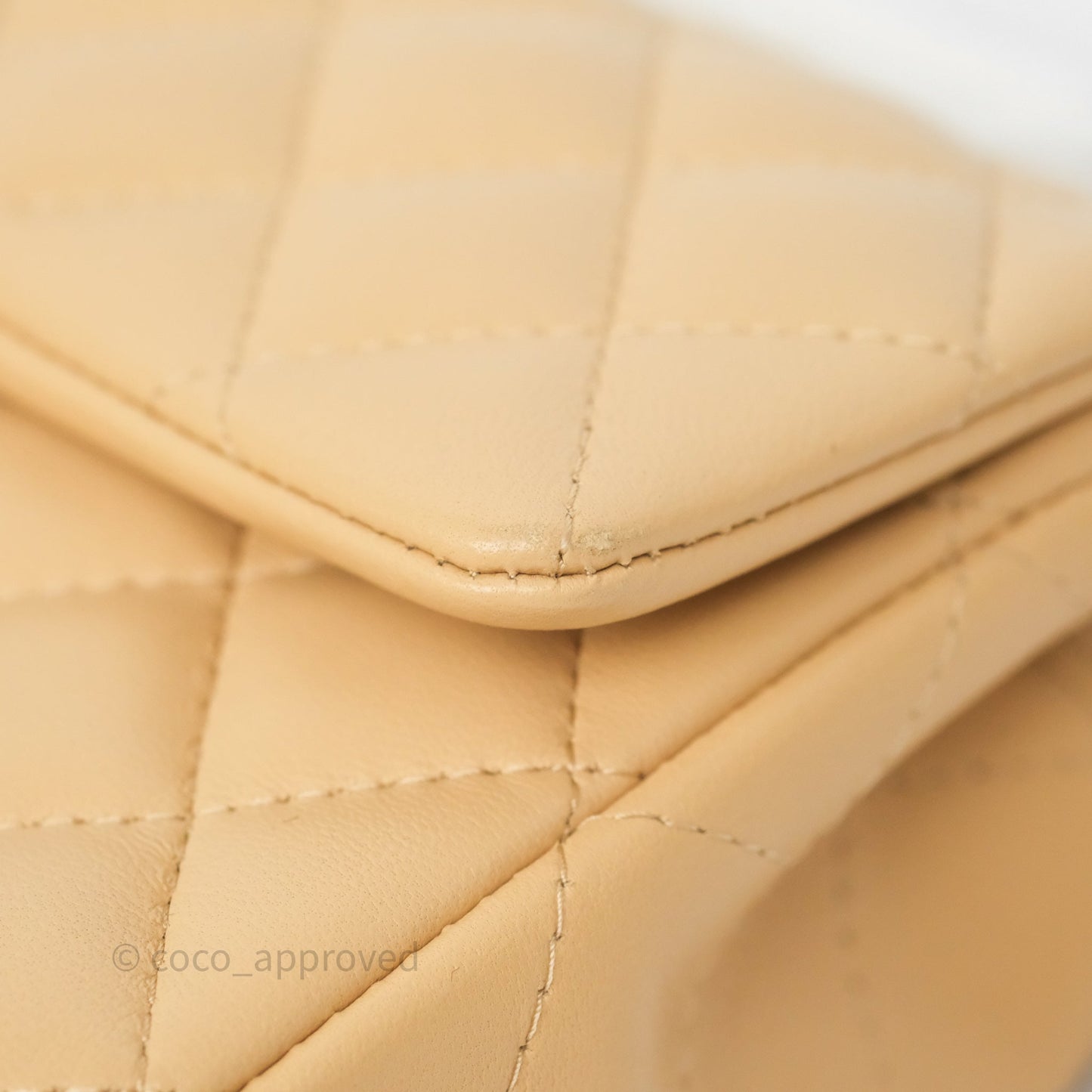 Chanel Mini Rectangular Quilted Beige Lambskin Gold Hardware