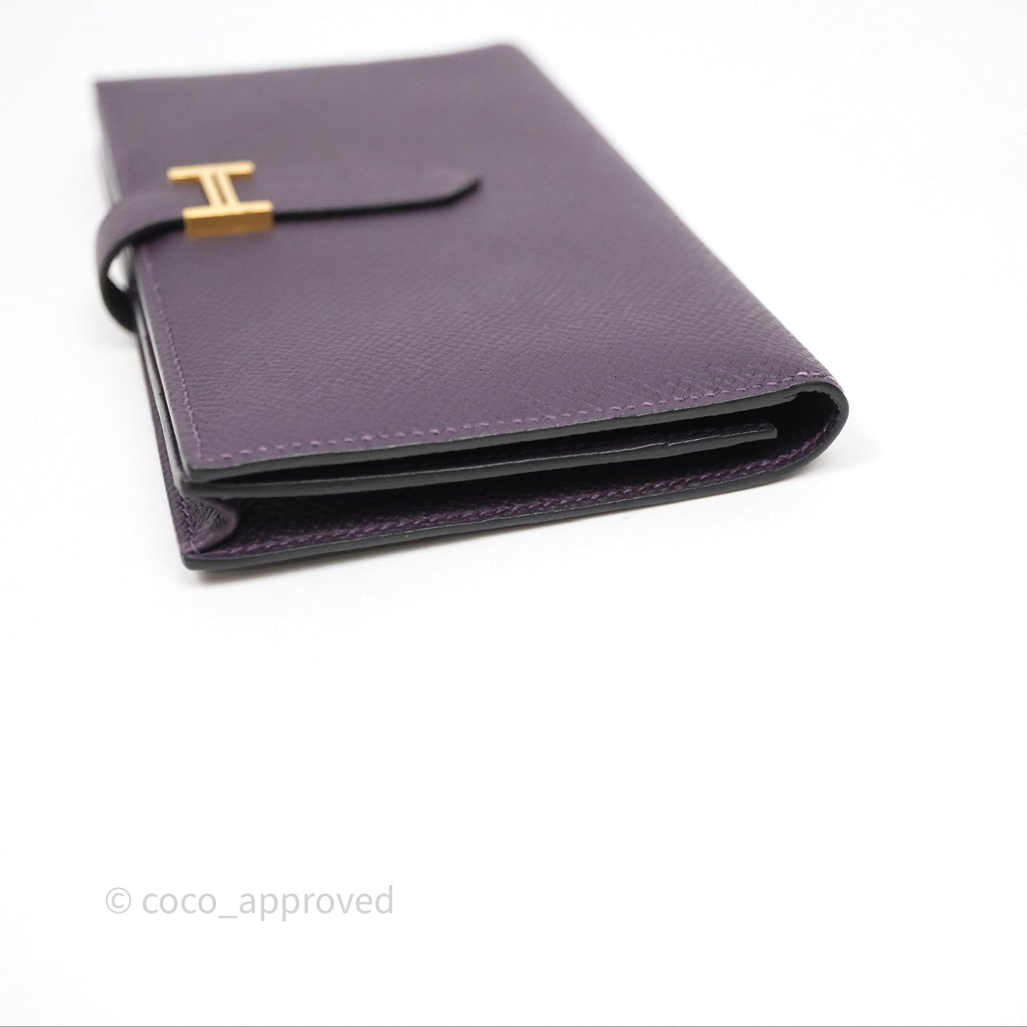 Hermès Bearn Soufflet Wallet Raisin 59 Epsom Gold Hardware