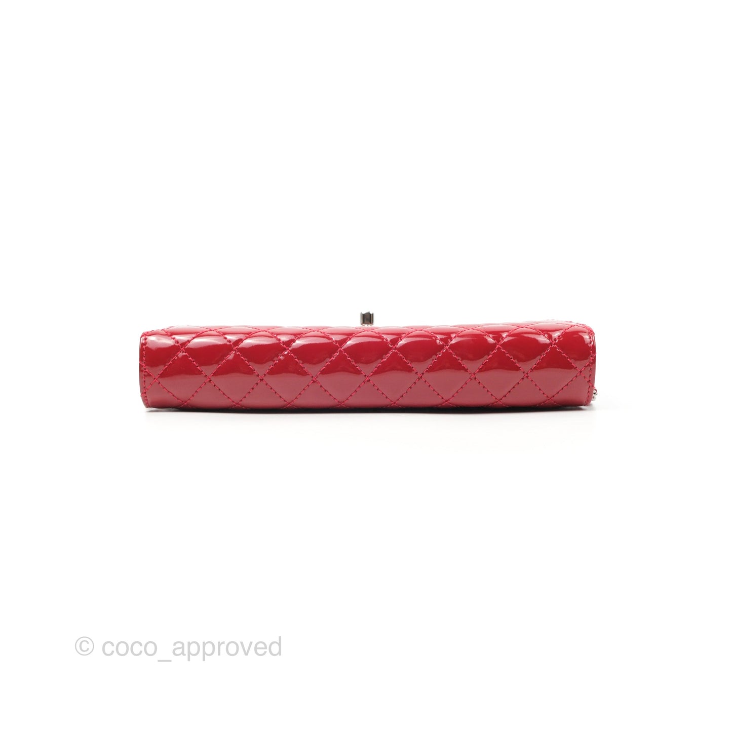 Chanel Brilliant East West Flap Clutch with Chain Red Patent Silver Hardware