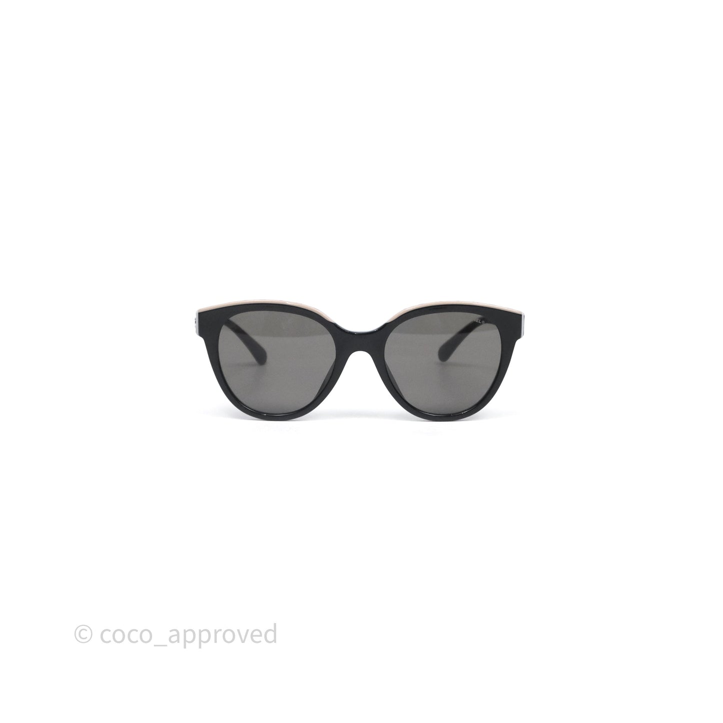 Chanel Logo Butterfly Sunglasses Black Beige Acetate