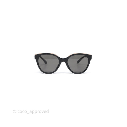 Chanel Logo Butterfly Sunglasses Black Beige Acetate