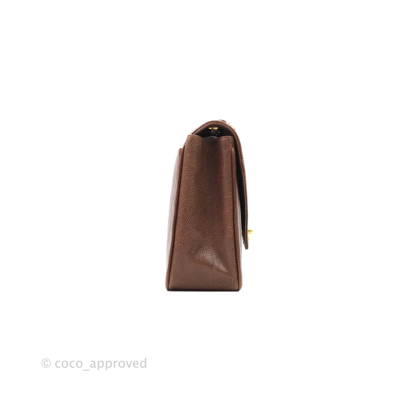 Chanel Vintage Caviar Chevron Flap Bag 24K Brown Gold Hardware