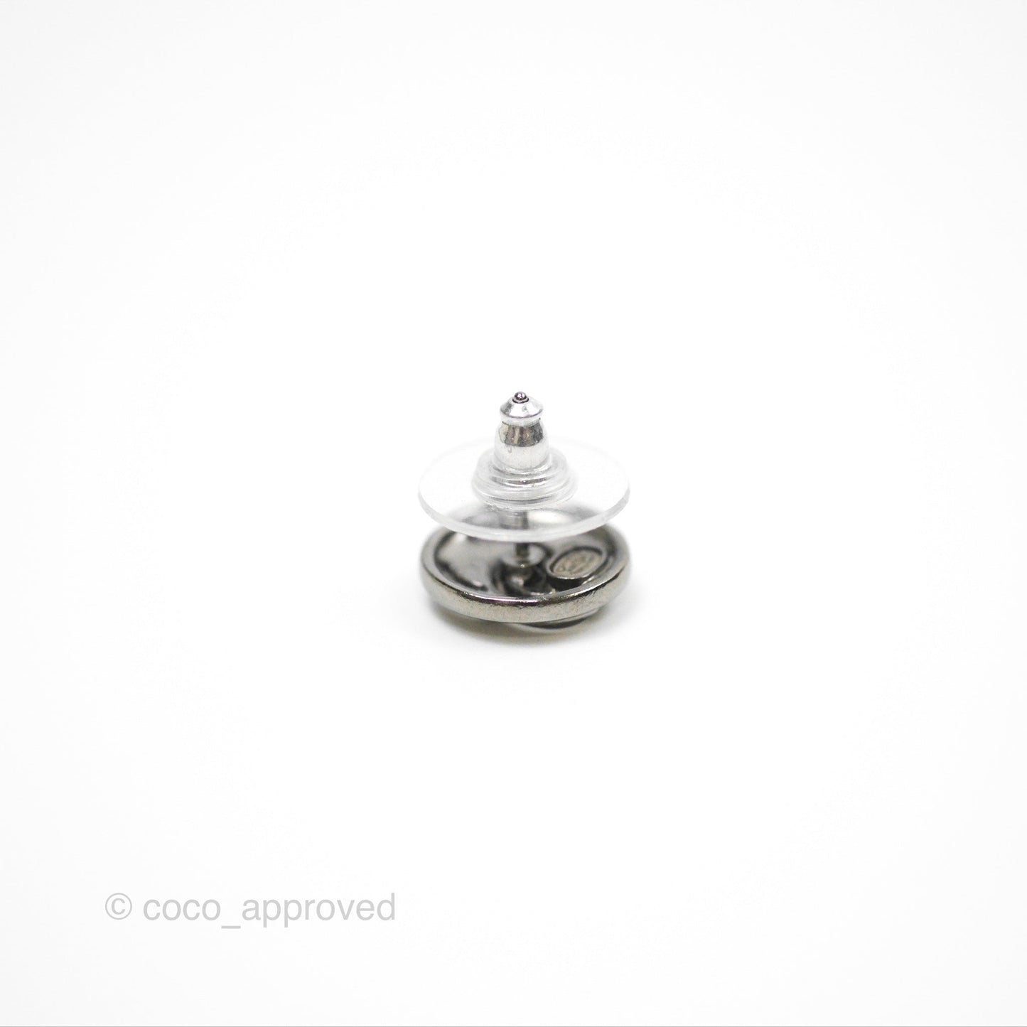 Chanel CC Round Earrings Ruthenium Tone 18K