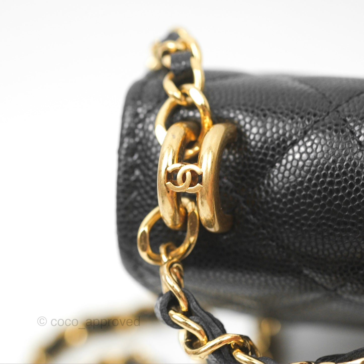 Chanel Coco First Mini Clutch On Chain Black Caviar Gold Hardware 22K