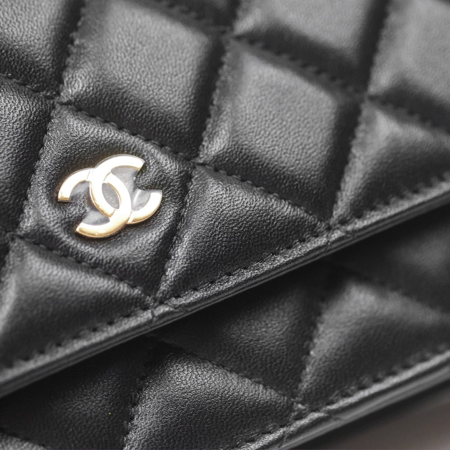 Chanel Quilted Classic Wallet on Chain WOC Black Lambskin Gold Hardware