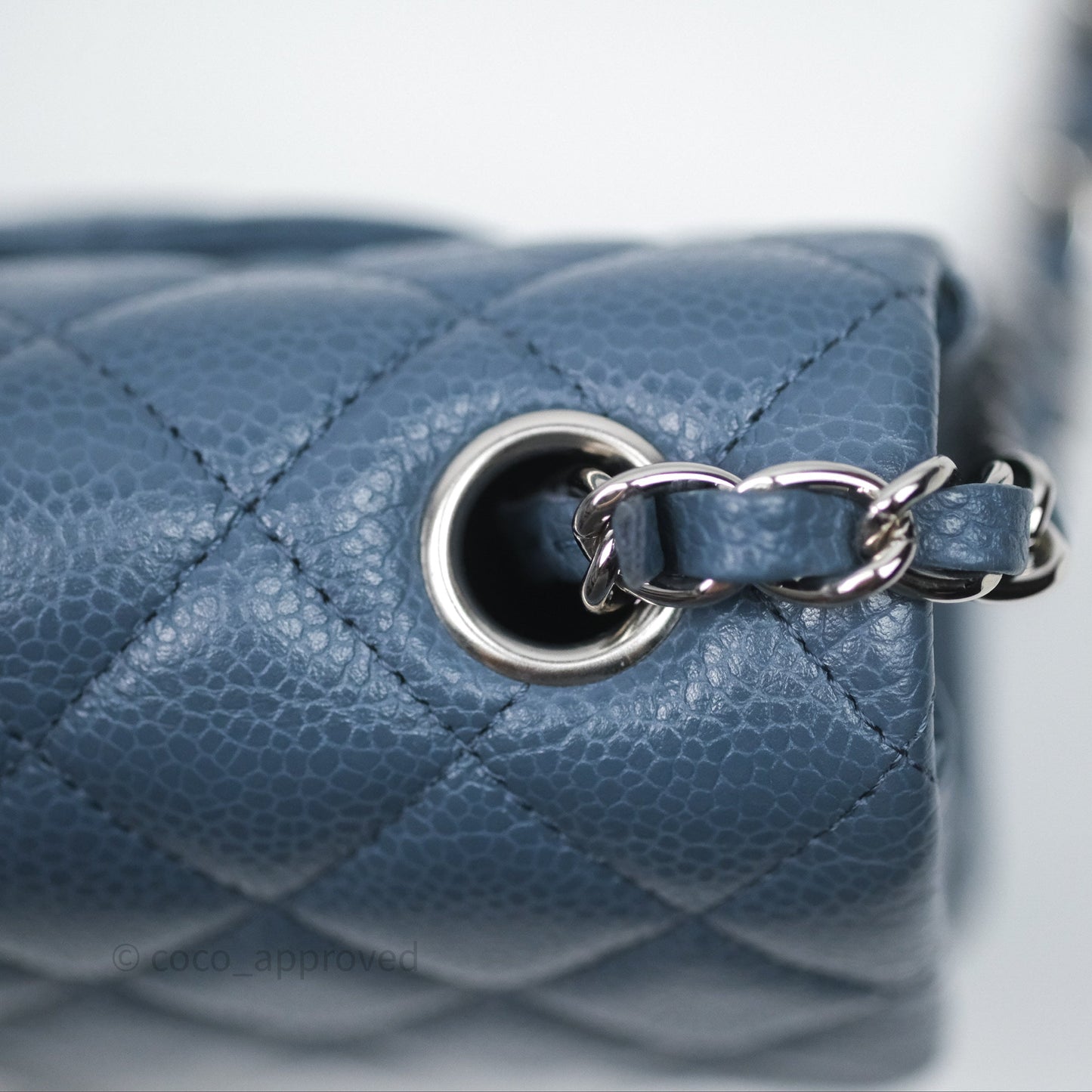 Chanel Quilted Mini Rectangular Blue Caviar Silver Hardware