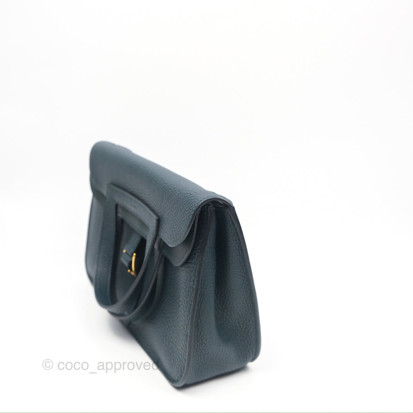 Hermès Halzan 25 Taurillon Clemence 60 Vert Cypres Gold Hardware