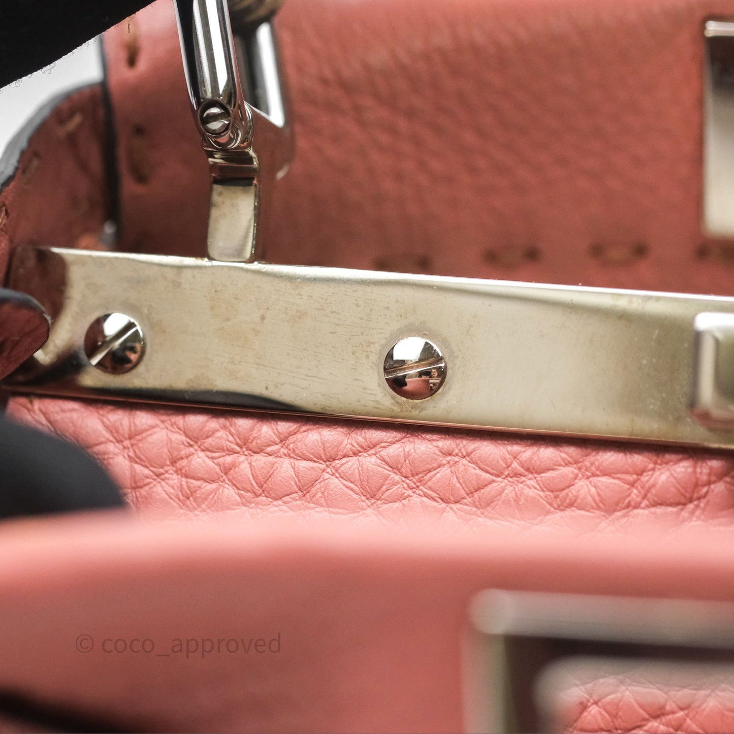 Fendi Mini Peekaboo Bag Pink Grained Leather/Python Silver Hardware with Defender