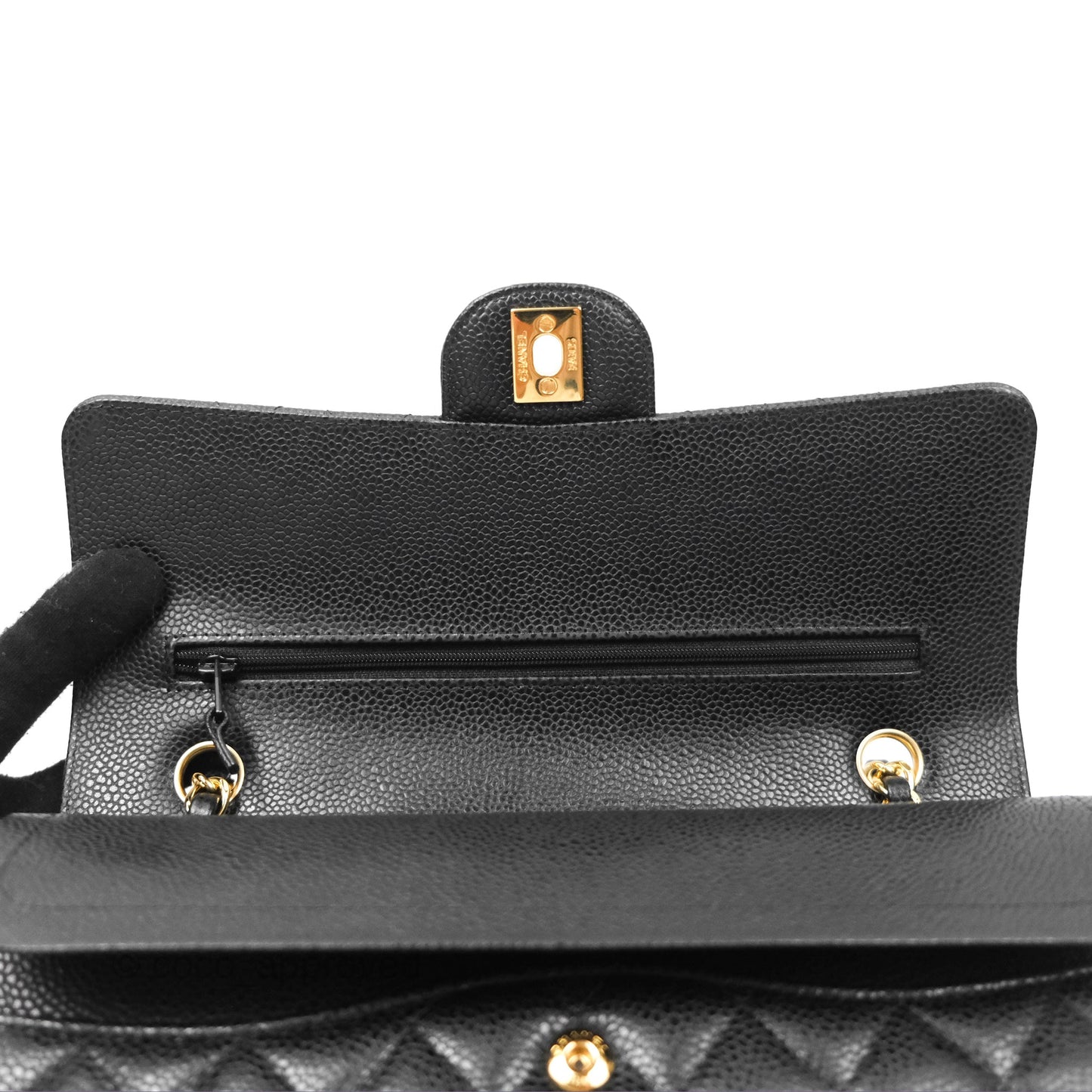 Chanel Classic M/L Medium Flap Quilted Black Caviar Gold Hardware