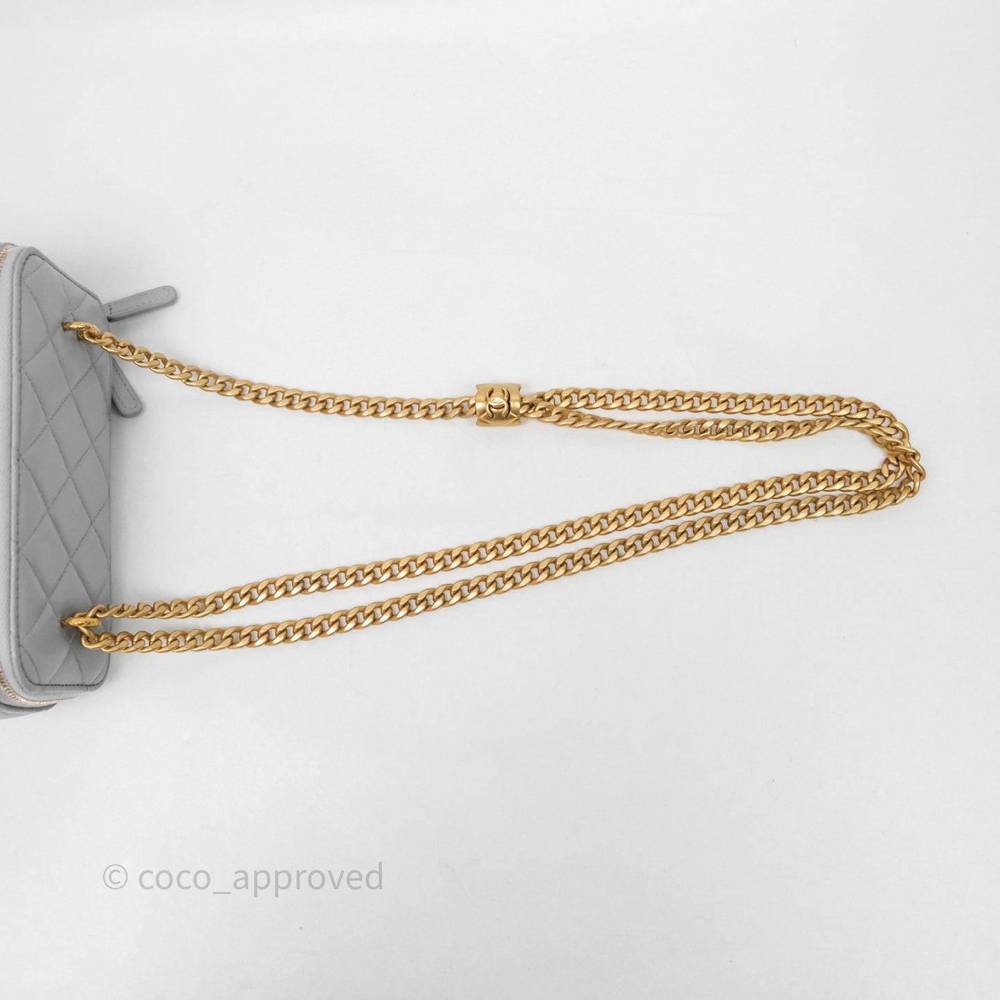 Chanel Vanity with Adjustable Chain Grey Lambskin Aged Gold Hardware
