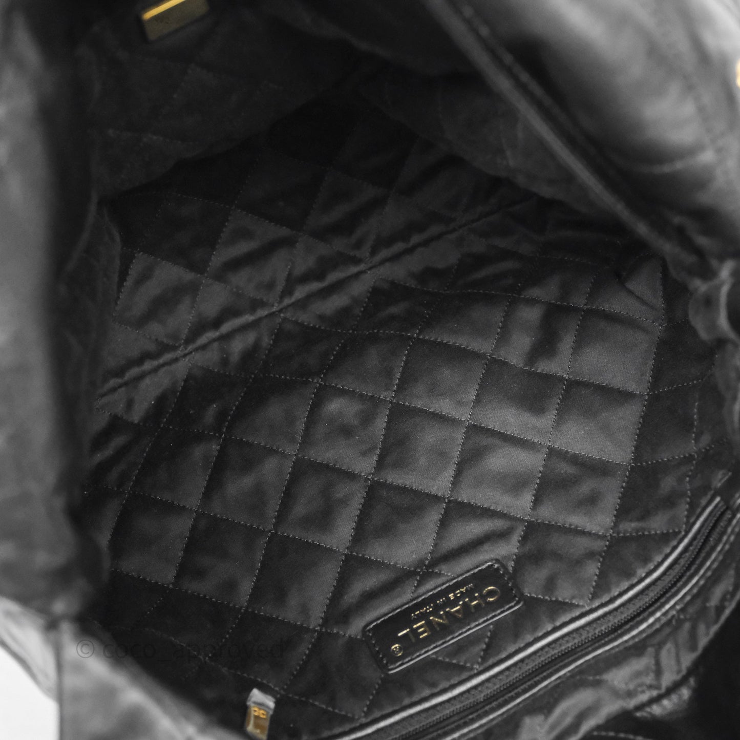 Chanel 22 Small Black Calfskin Aged Gold Hardware