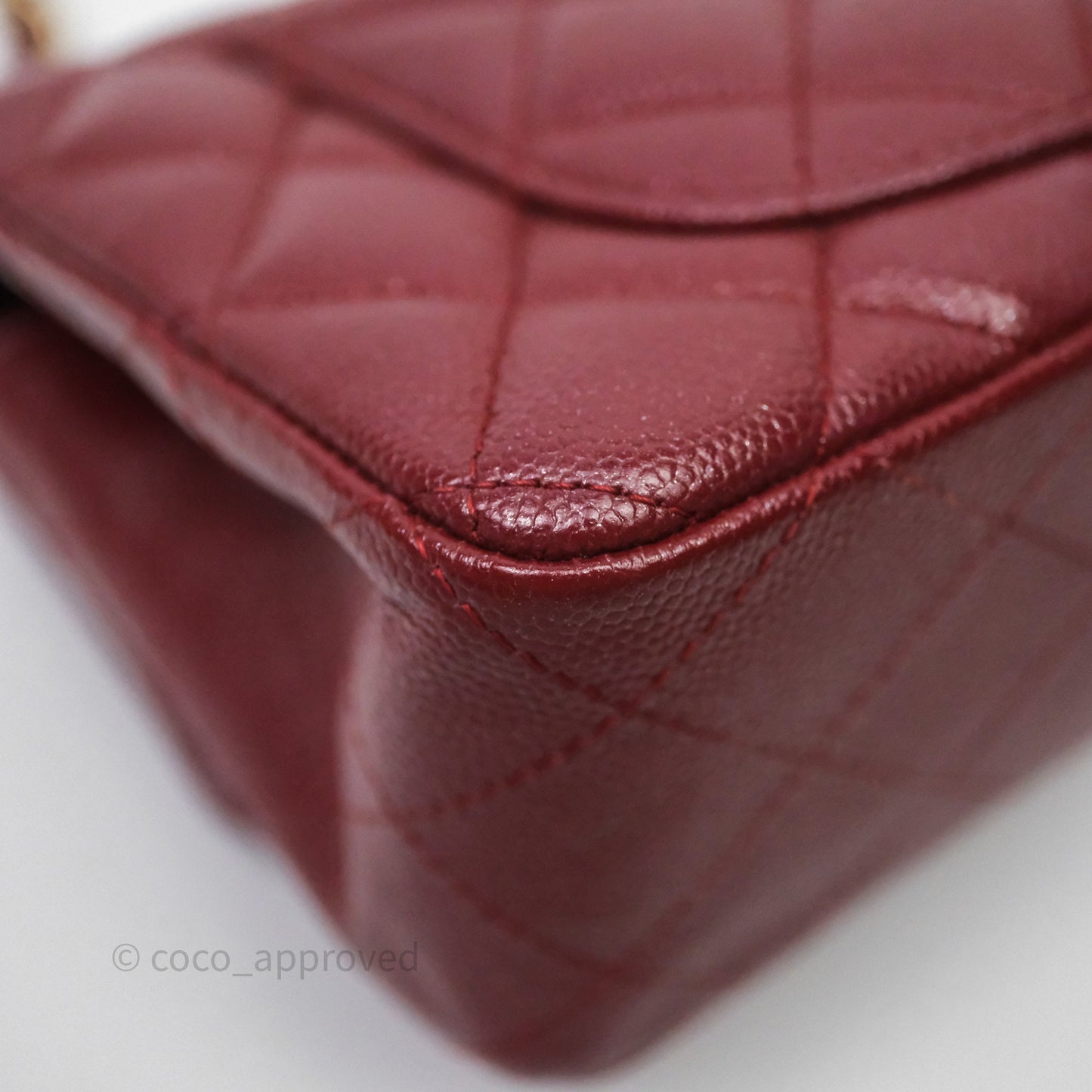 Chanel Classic Quilted Mini Rectangular Flap Burgundy Caviar Aged Gold Hardware
