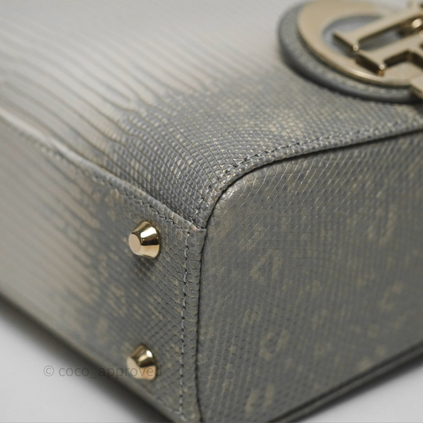 Dior Mini Lady Dior Ombre Grey White Lizard Gold Hardware