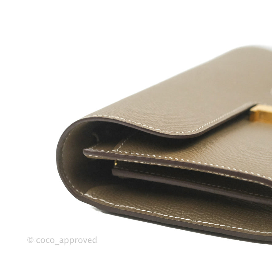 Hermès Constance Long To Go Wallet Etoupe Epsom Gold Hardware
