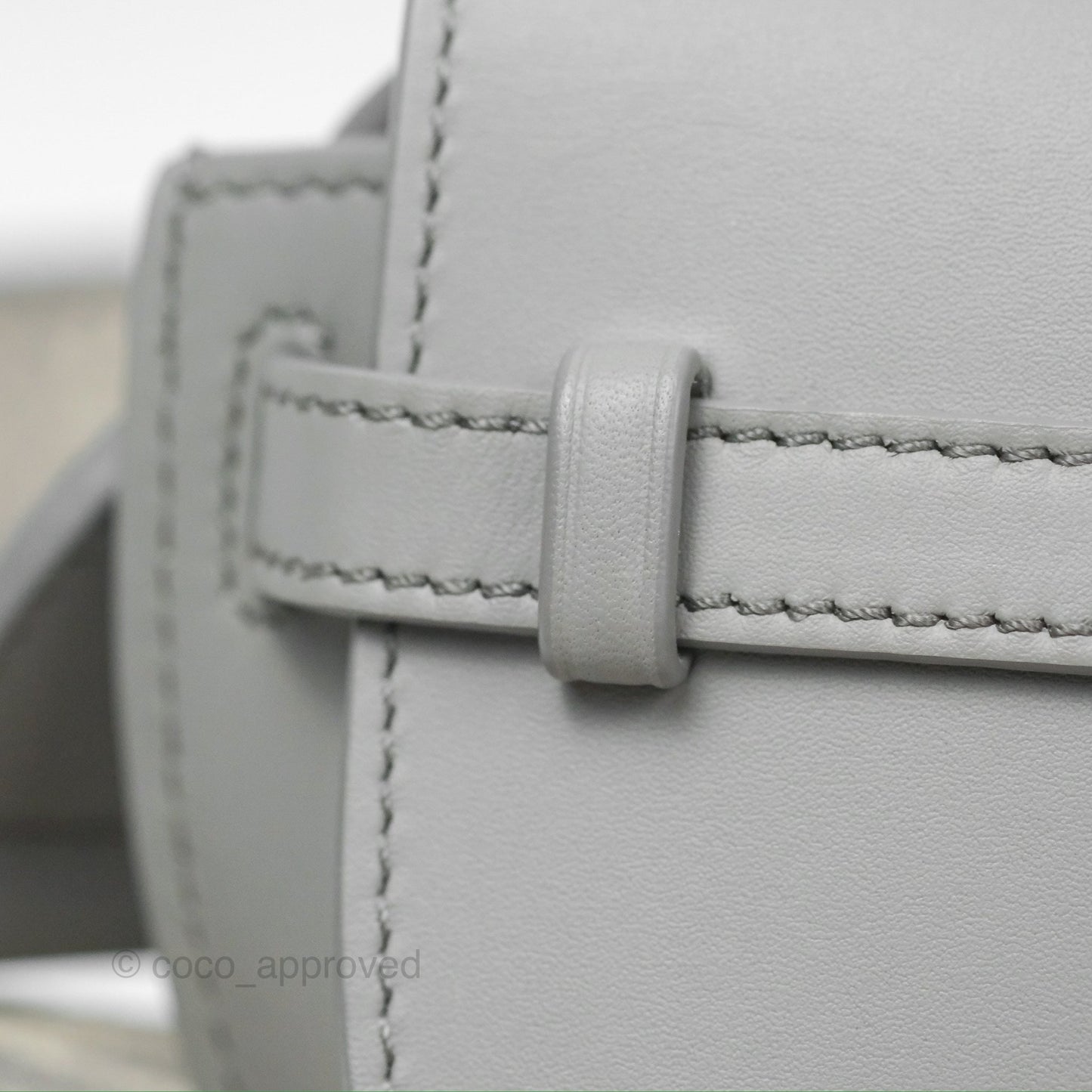 Loewe Mini Gate Dual Bag in Soft Calfskin & Jacquard Strap Light Grey