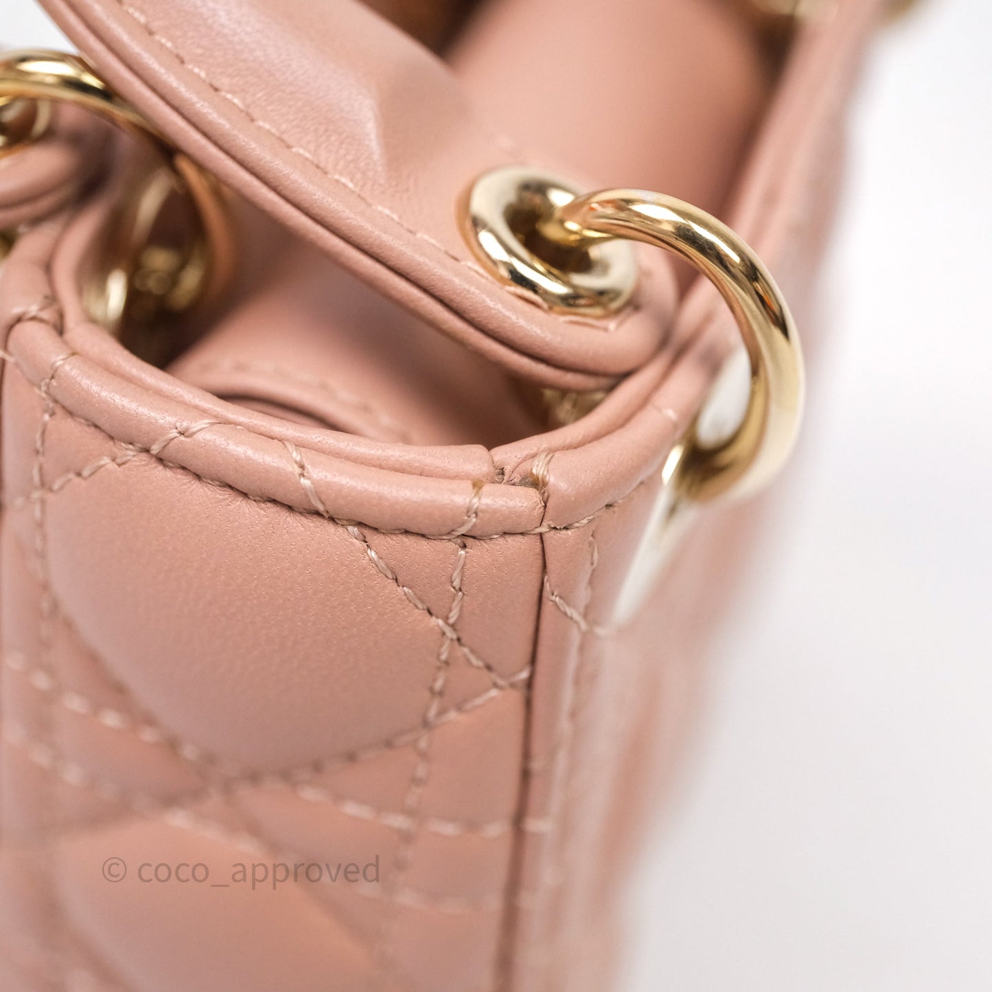 Christian Dior Micro Lady Dior Pink Beige Cannage Calfskin Gold Hardware