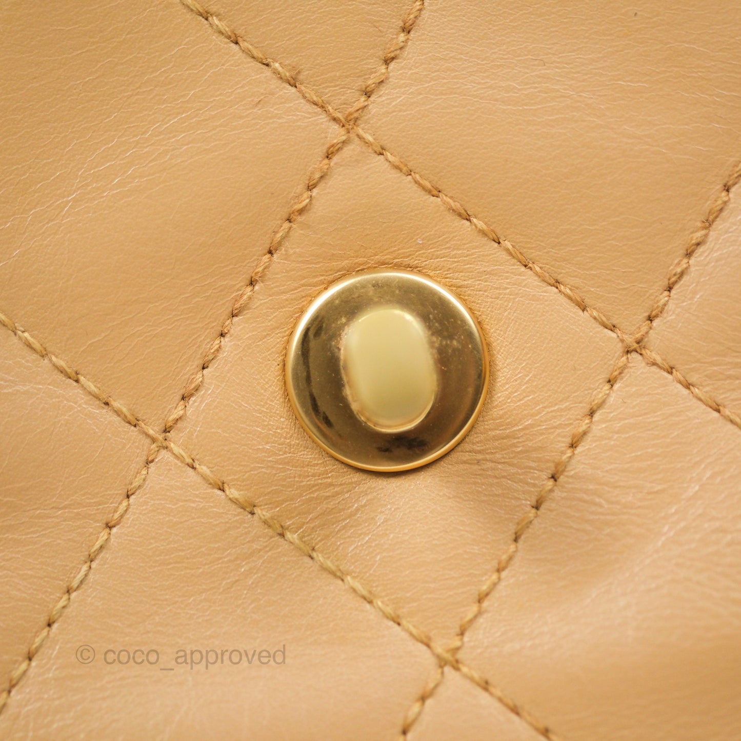 Chanel Vintage Jumbo Beige Flap Bag Lambskin Enamel Hardware