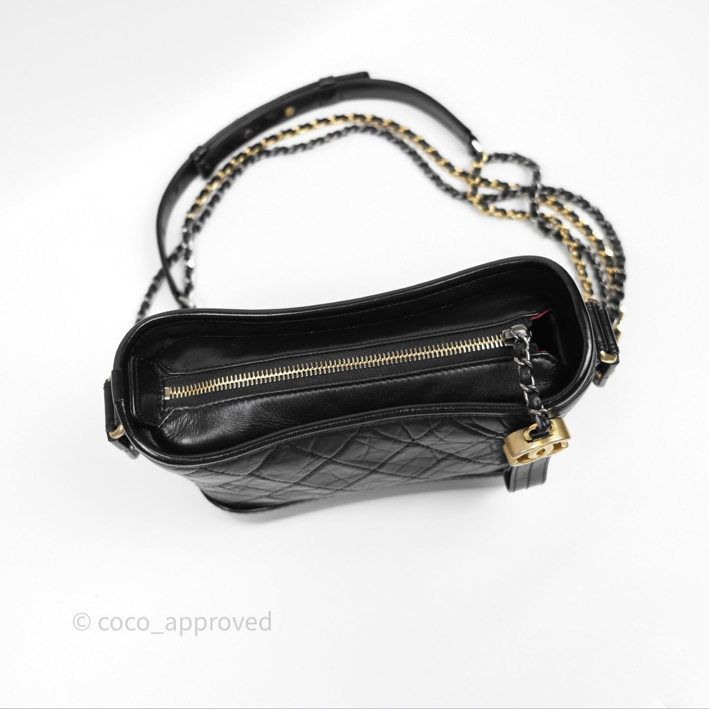 Chanel Small Gabrielle Hobo Quilted Black Aged Calfskin