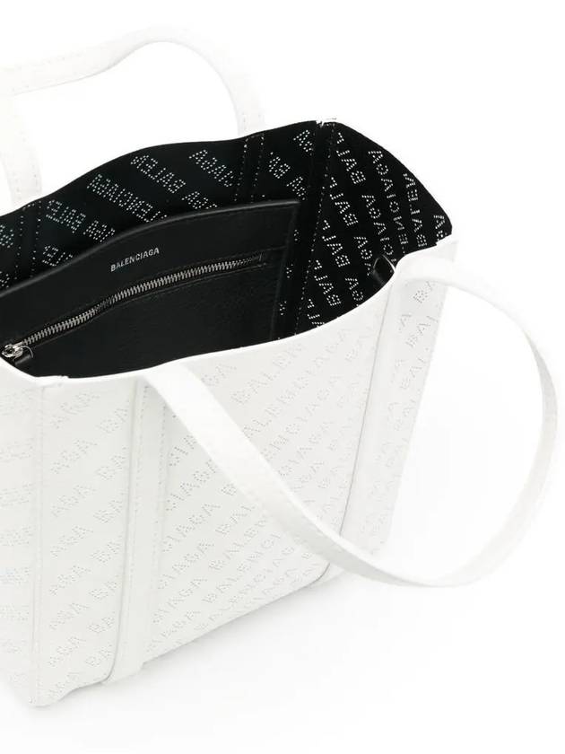 Luxury Balenciaga Everyday All Over Logo Leather Tote Back White