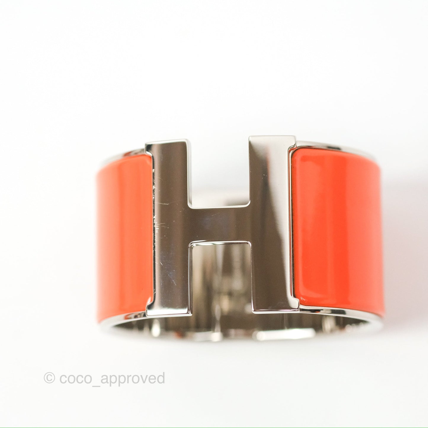 Hermès Clic Clac H Extra Wide Bracelet Orange Palladium Hardware