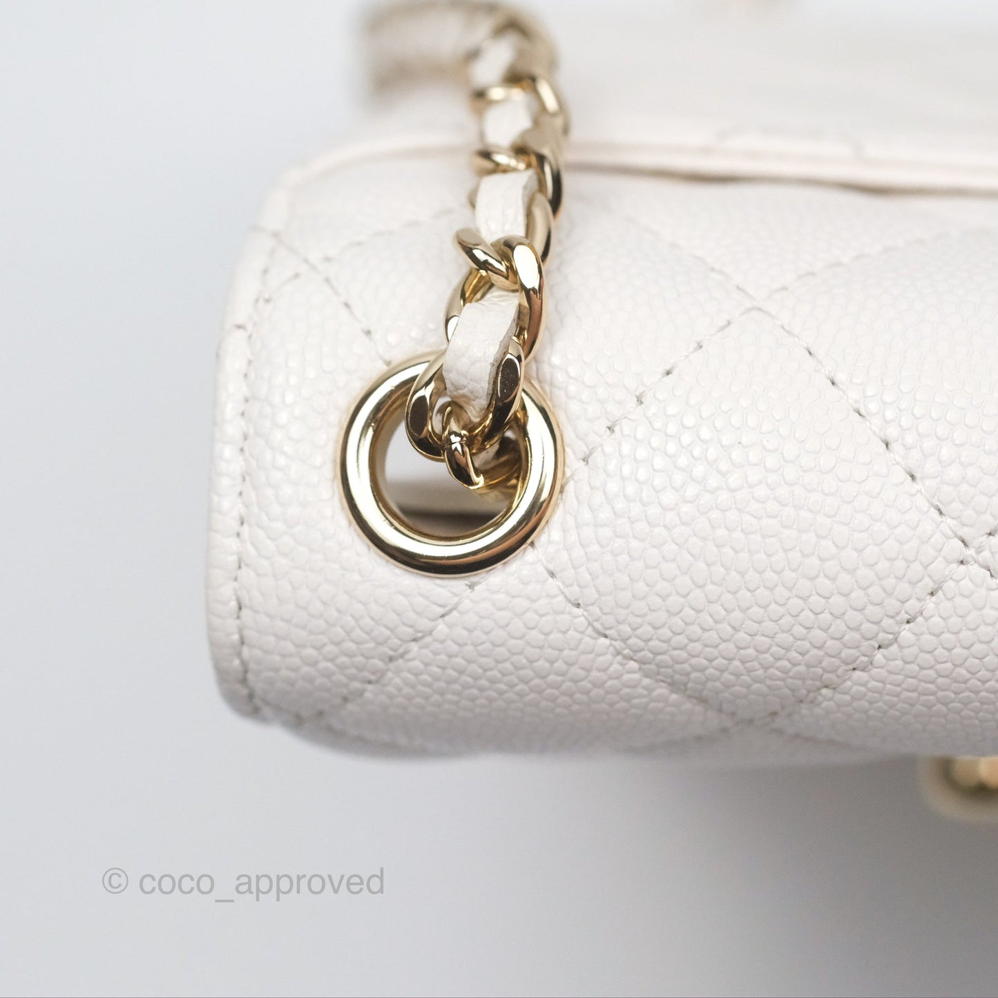 Chanel Classic Quilted Phone Holder White Caviar Gold Hardware