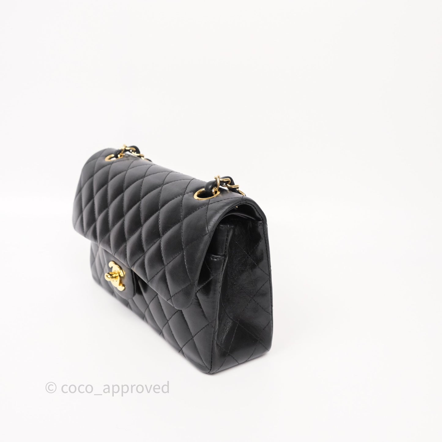 Chanel Small Classic Flap Quilted Black Lambskin Gold Hardware