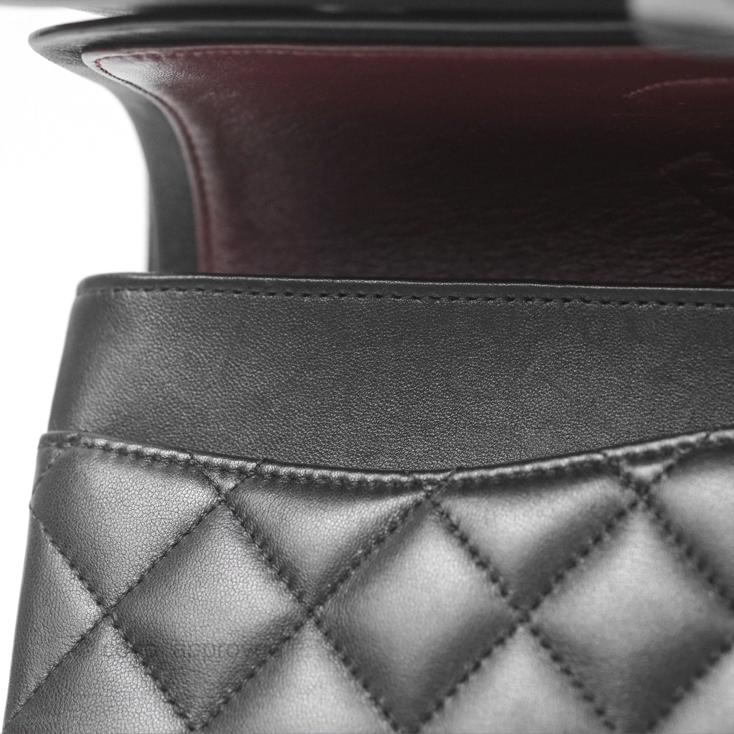 Chanel Classic M/L Medium Flap Quilted Black Lambskin Silver Hardware
