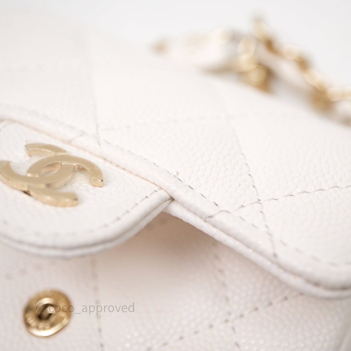 Chanel Mini Flap Belt Bag Caviar White Gold Hardware
