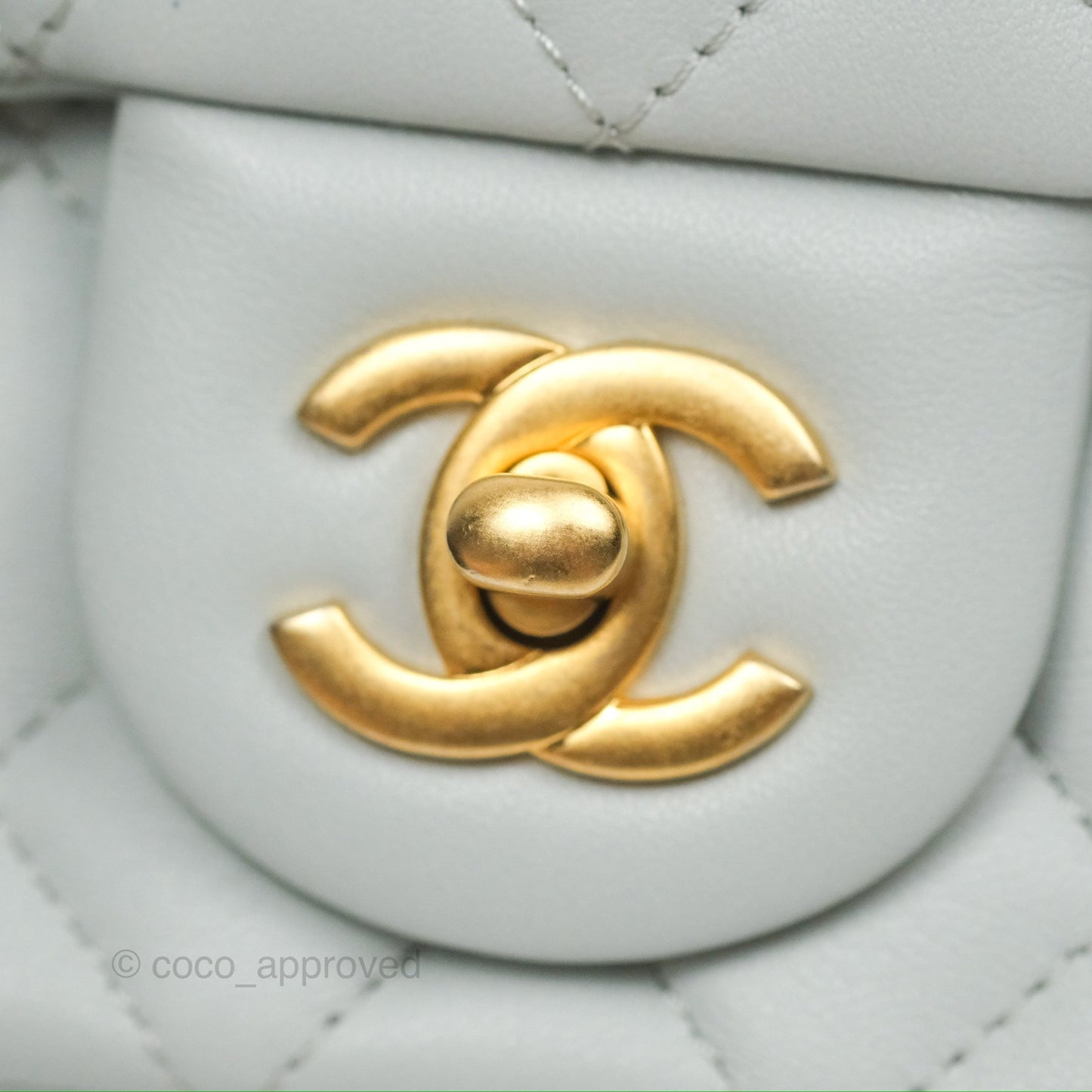 Chanel Quilted Mini Square Flap with Camellia Adjustable Chain Blue Clair Lambskin 23S