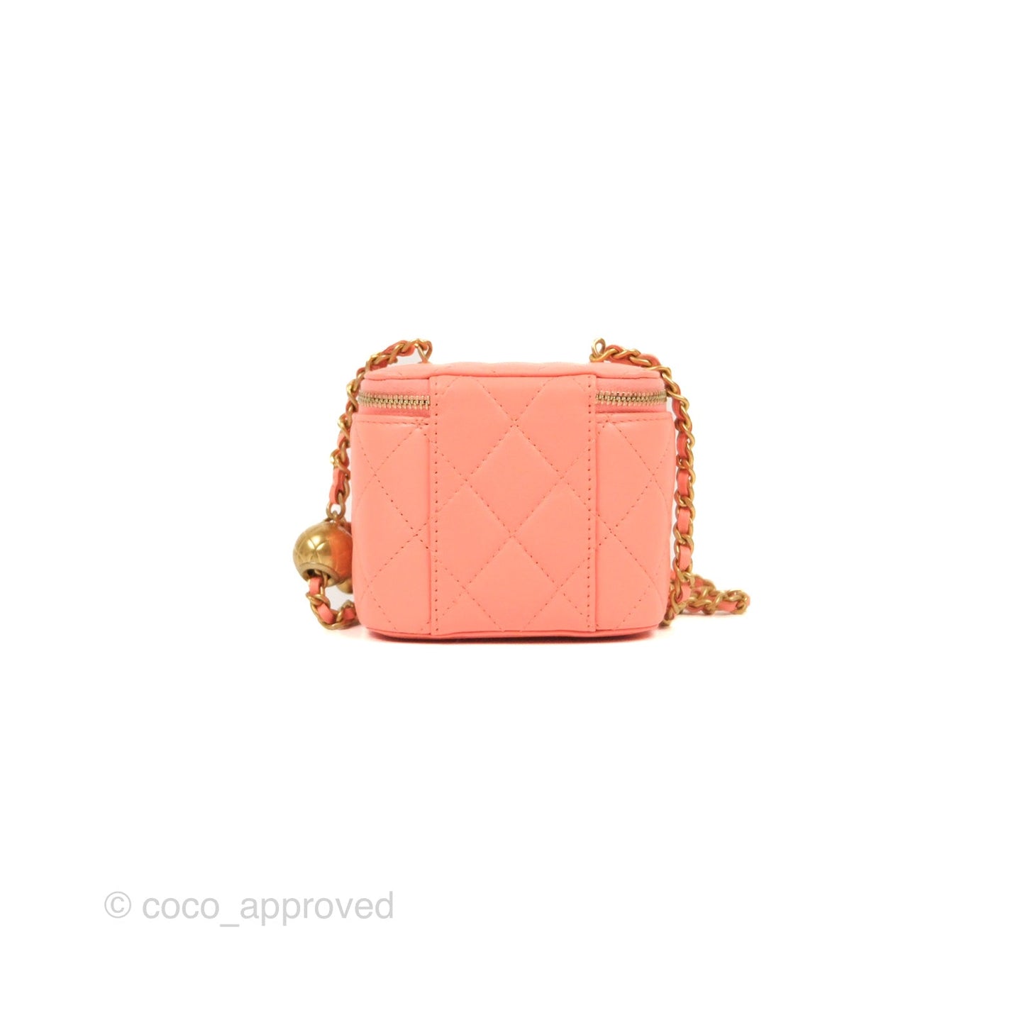 Chanel Mini Pearl Crush Vanity With Chain Orange Clair Gold Hardware