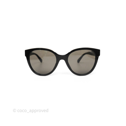 Chanel Logo Butterfly Sunglasses Black Beige Acetate
