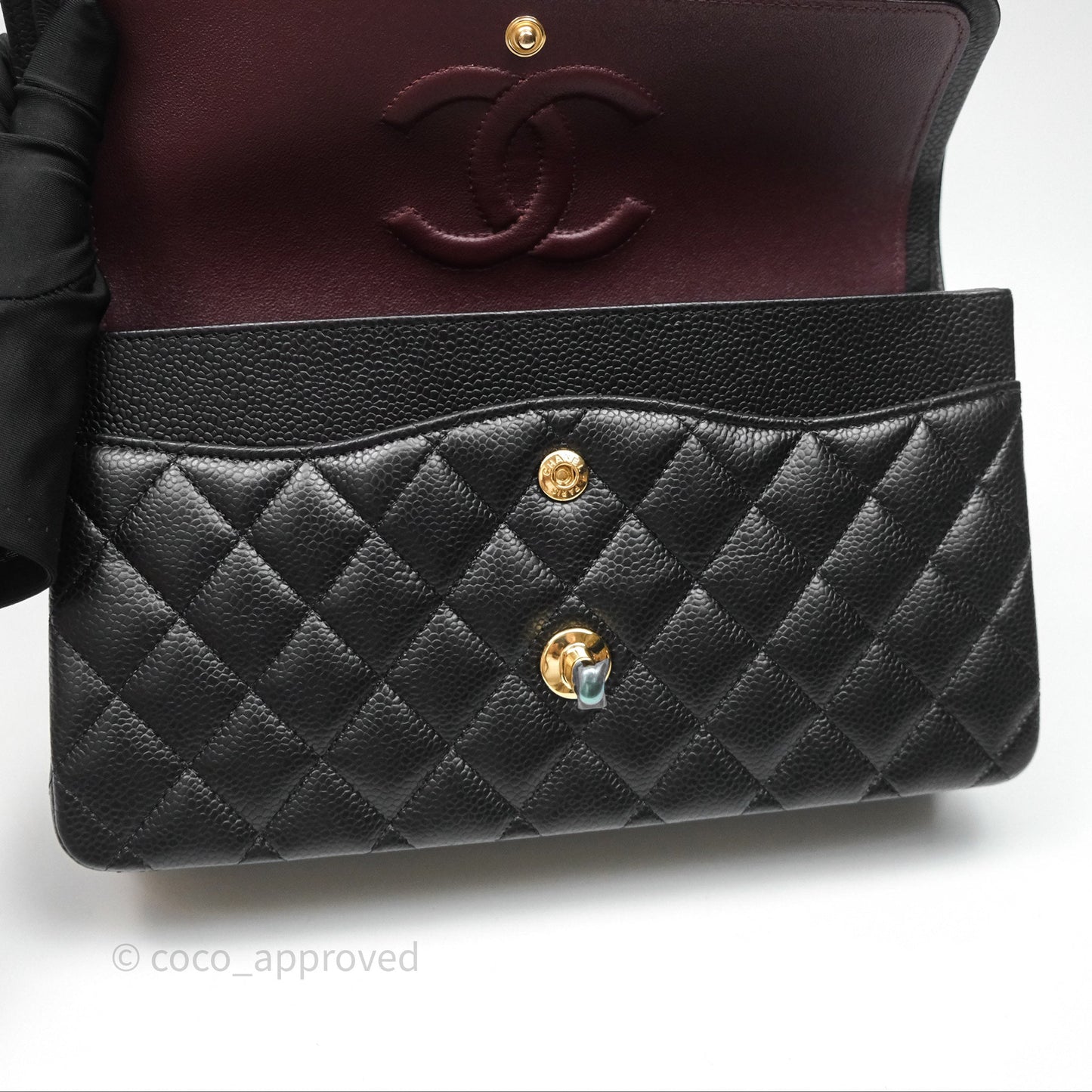 Chanel Classic M/L Medium Flap Quilted Black Caviar Gold Hardware