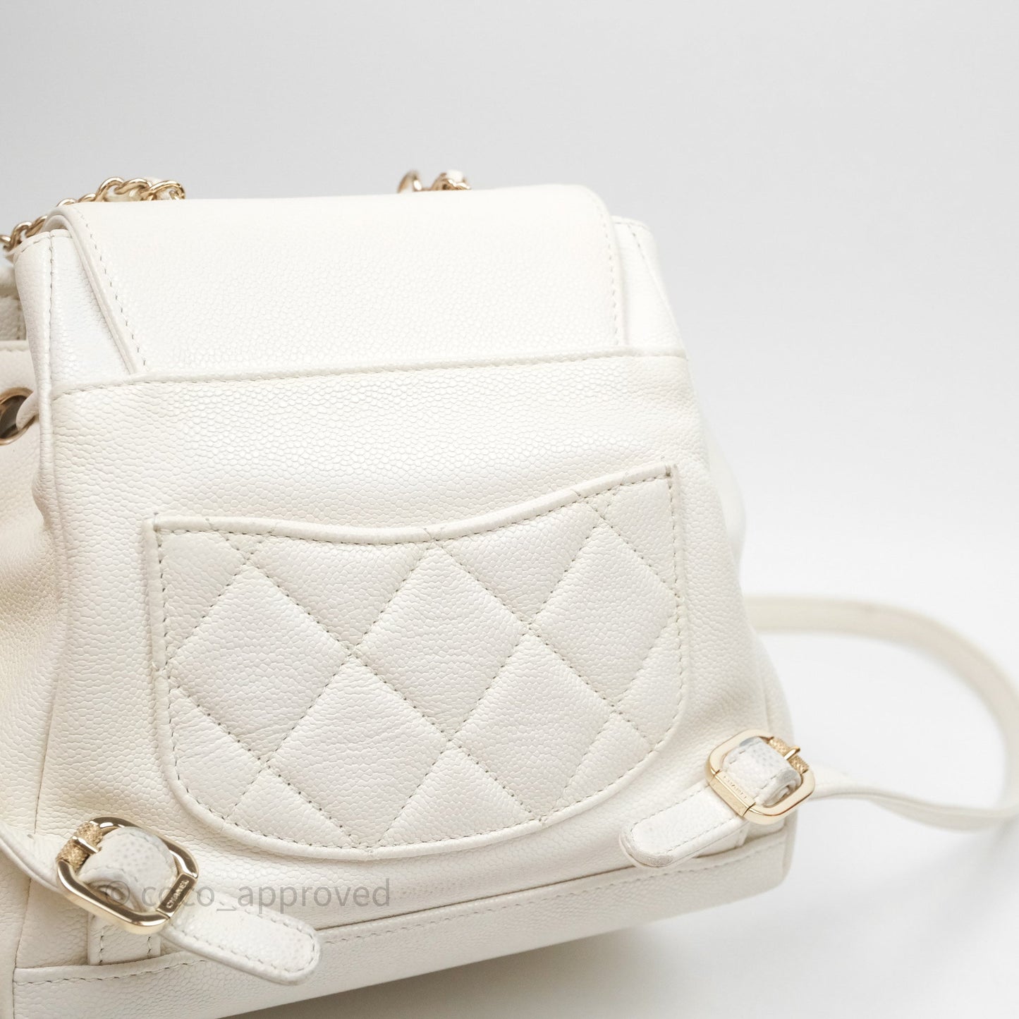 Chanel Quilted Business Affinity Backpack Ivory White Caviar Gold Hardware