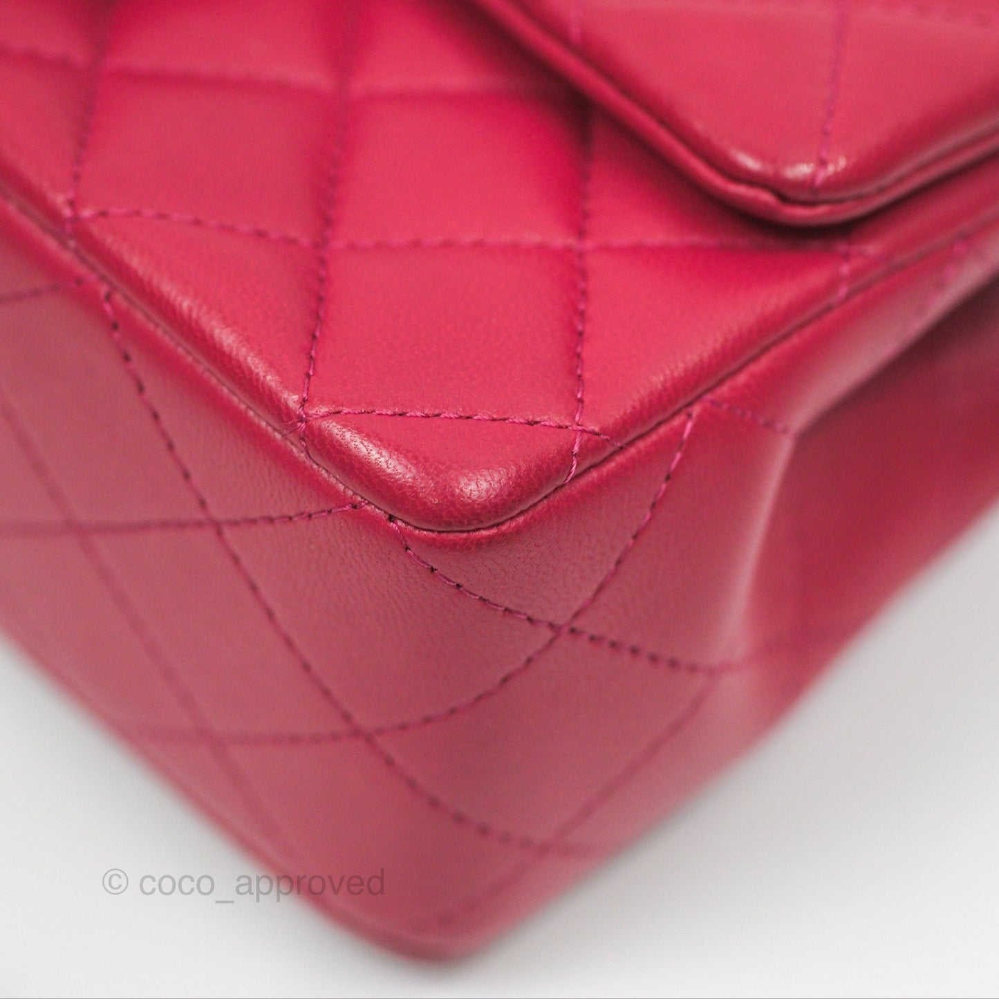 Chanel Top Handle Mini Rectangular Flap Bag Berry Red Lambskin Aged Gold Hardware