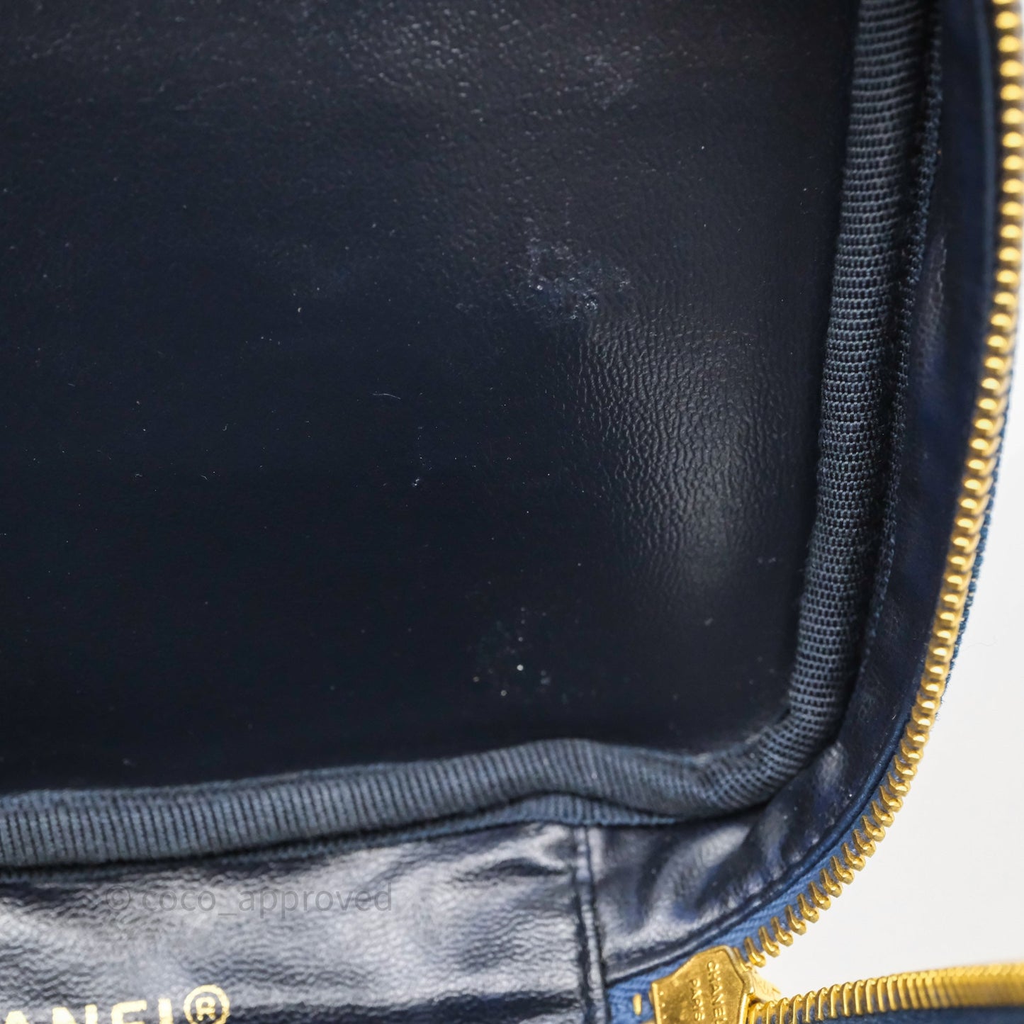 Chanel Vintage Vanity Case Denim Aged Gold Hardware
