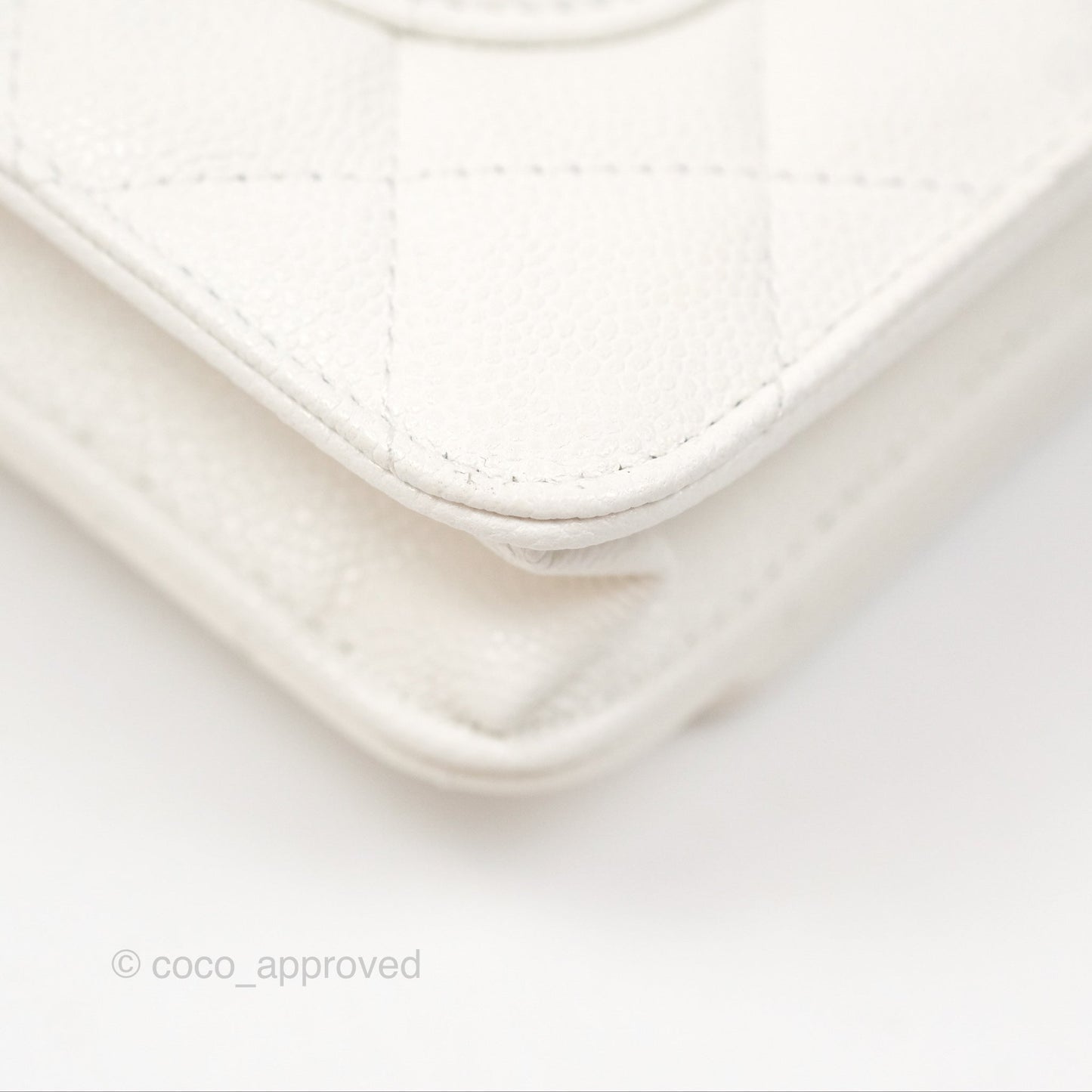 Chanel Quilted Classic Wallet on Chain WOC White Caviar Gold Hardware