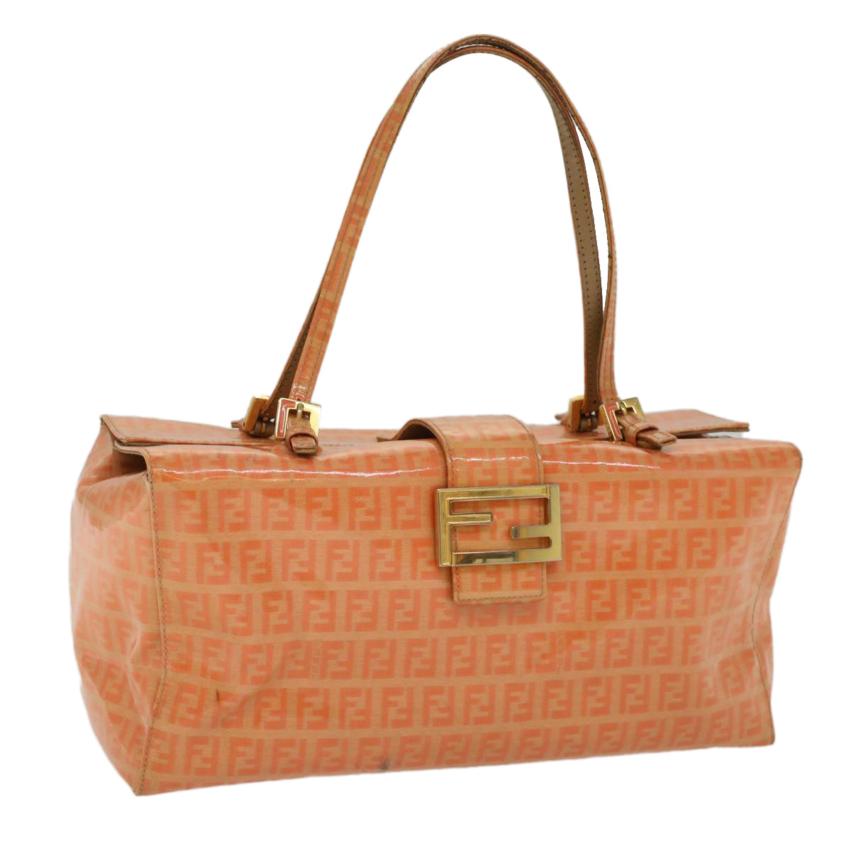 Luxury FendiZucchino Canvas Mamma Baguette Hand Bag Enamel Orange52439