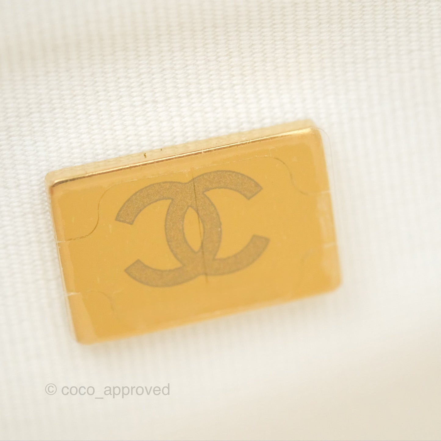 Chanel Quilted Top Handle Vanity White Caviar Gold Hardware