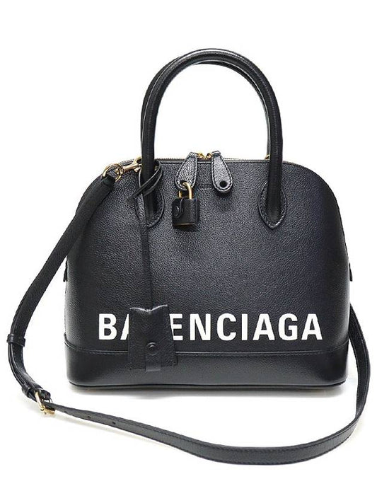 Luxury Balenciaga 550645 Black Leather Logo Printing Bill Top Handle Small 2WAY