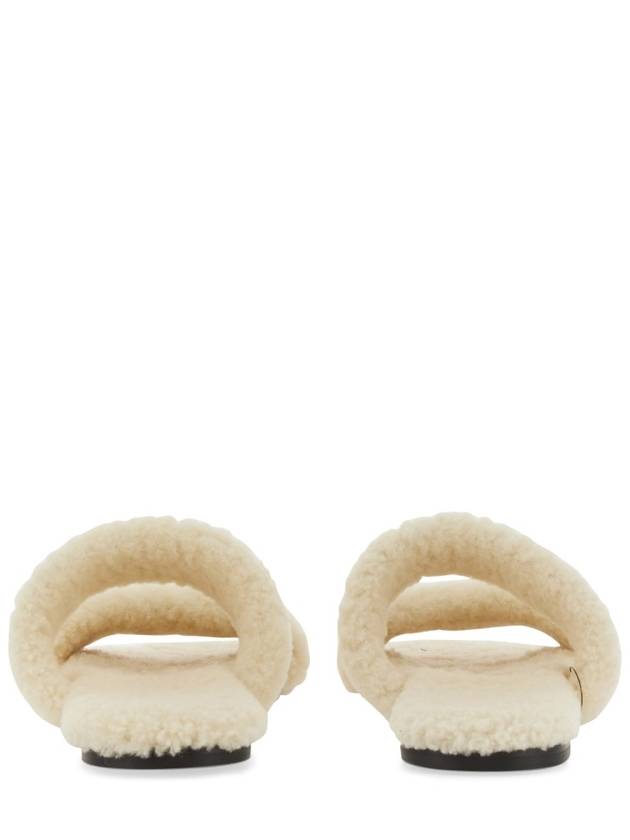 Luxury Saint Laurent Shearling Sandal Slippers White